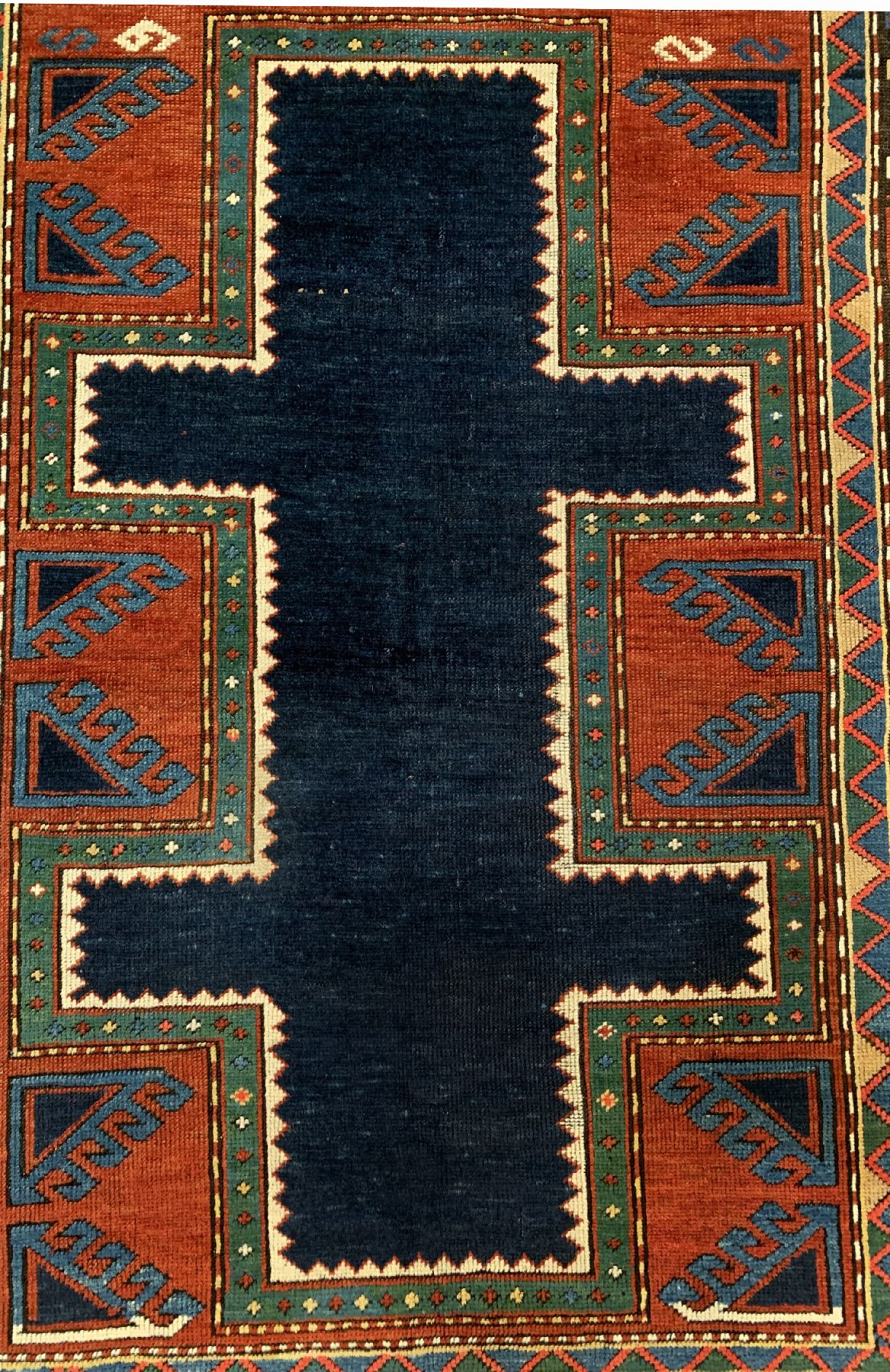 Detail a: Antiker Talish Kazak, Kaukasus, Ende 19 Jhd., Wolle geknüpft auf Wolle, ca. 165 x 132 cm, (Seltenes Maß), EHZ: 3(guter Zustand).