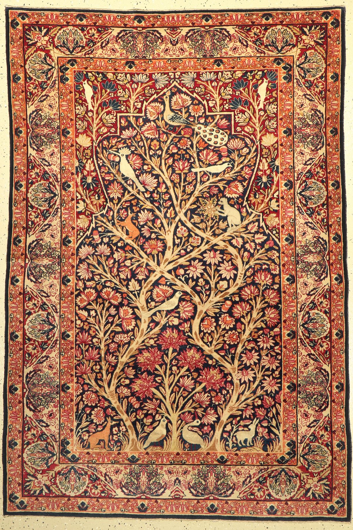 Antiker Kerman(Lebensbaum), Persien, um 1900, Wolle geknüpft auf Baumwolle, ca. 200 x 140 cm, EHZ: 2(sehr guter Zustand)