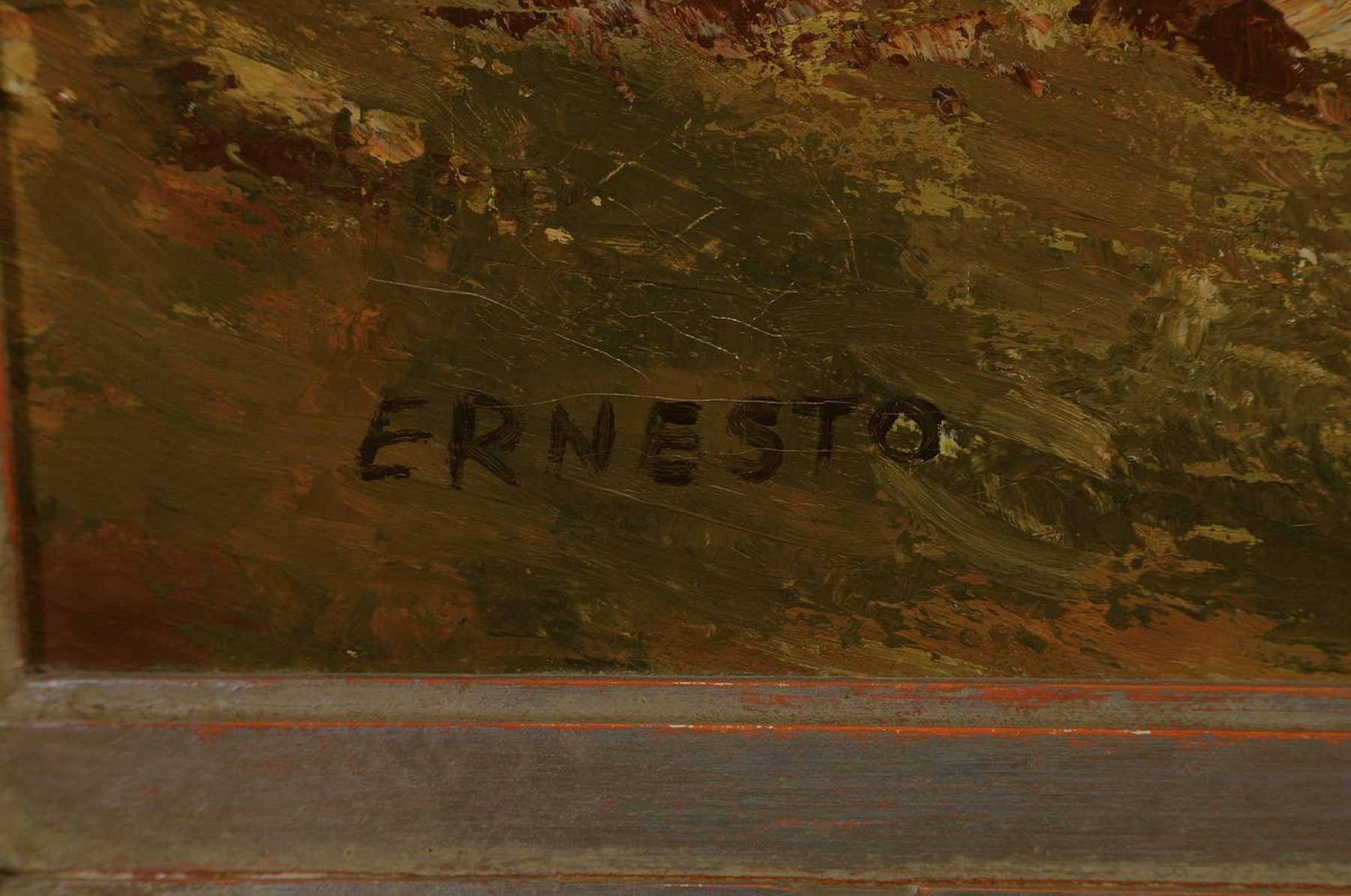 Detail a: Ernesto, Maler der Mitte des 20. Jh., Hochgebirgslandschaft, Öl/Lwd, links unten signiert, ca. 100x80cm, R. ca. 118x98cm