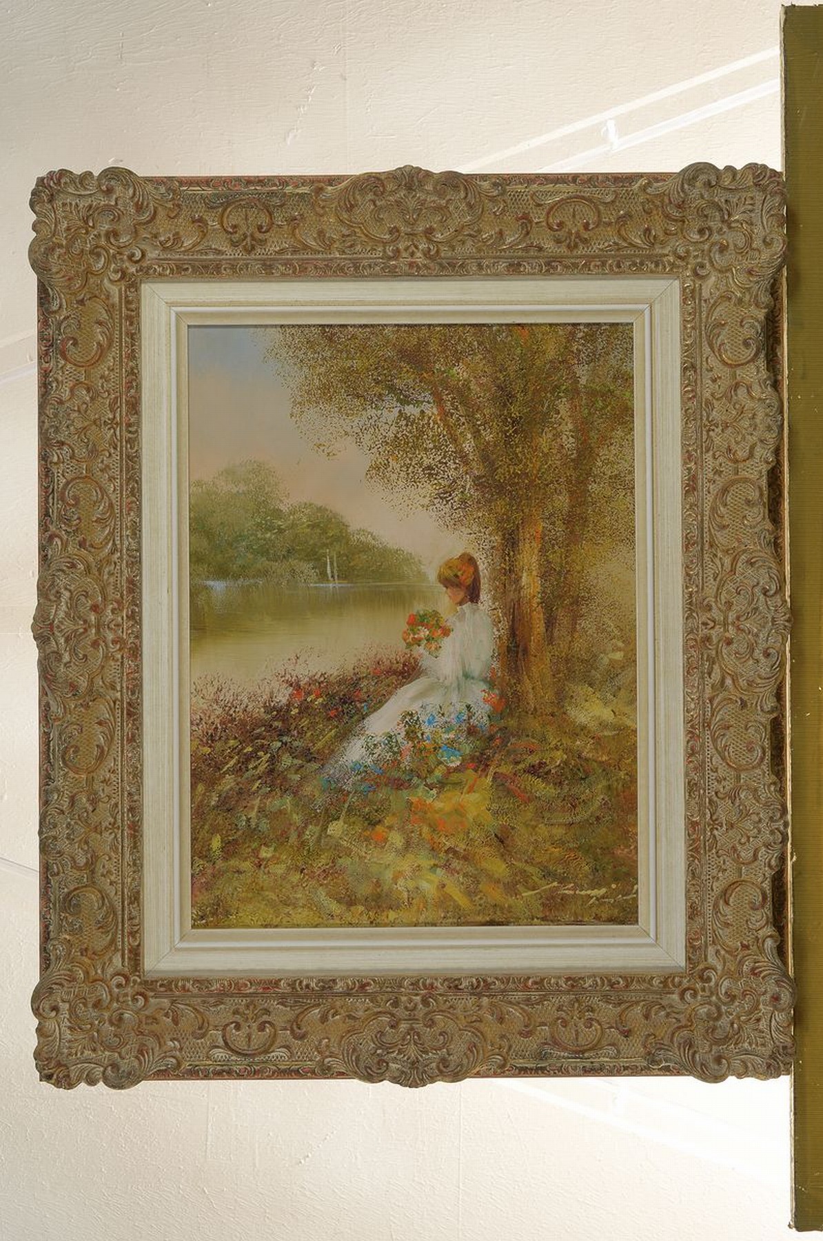 Detail k: Rahnavard Madjid, geb. 1943 Teheran, Mädchen m. Blumenstrauß, links unten signiert, Öl/Lwd, ca. 46x36/58x48 cm, Prunkrahmen