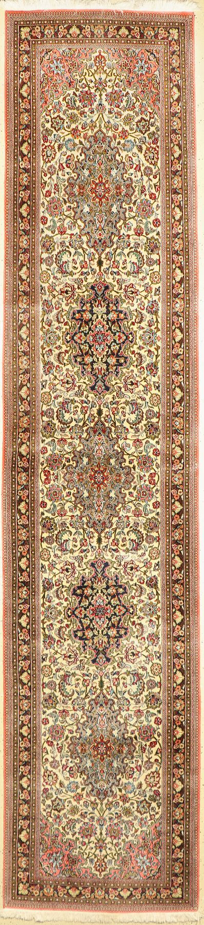 Ghom Kork, Persien, ca. 50 Jahre, Korkwolle, ca. 417 x 90 cm, EHZ: 2, (Wellig)