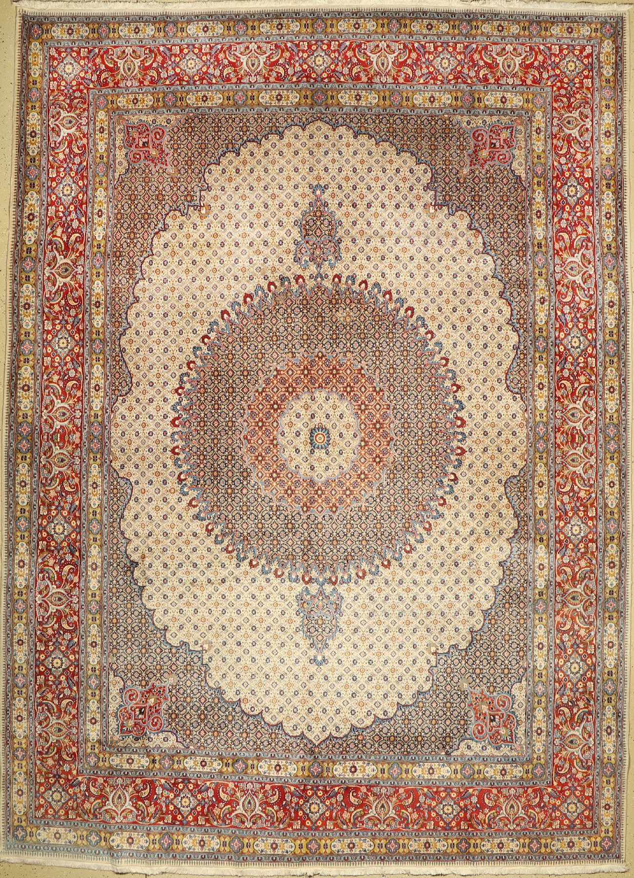 Mud fein, Persien, ca. 50 Jahre, Korkwolle mit Seide, ca. 410 x 295 cm, EHZ: 2