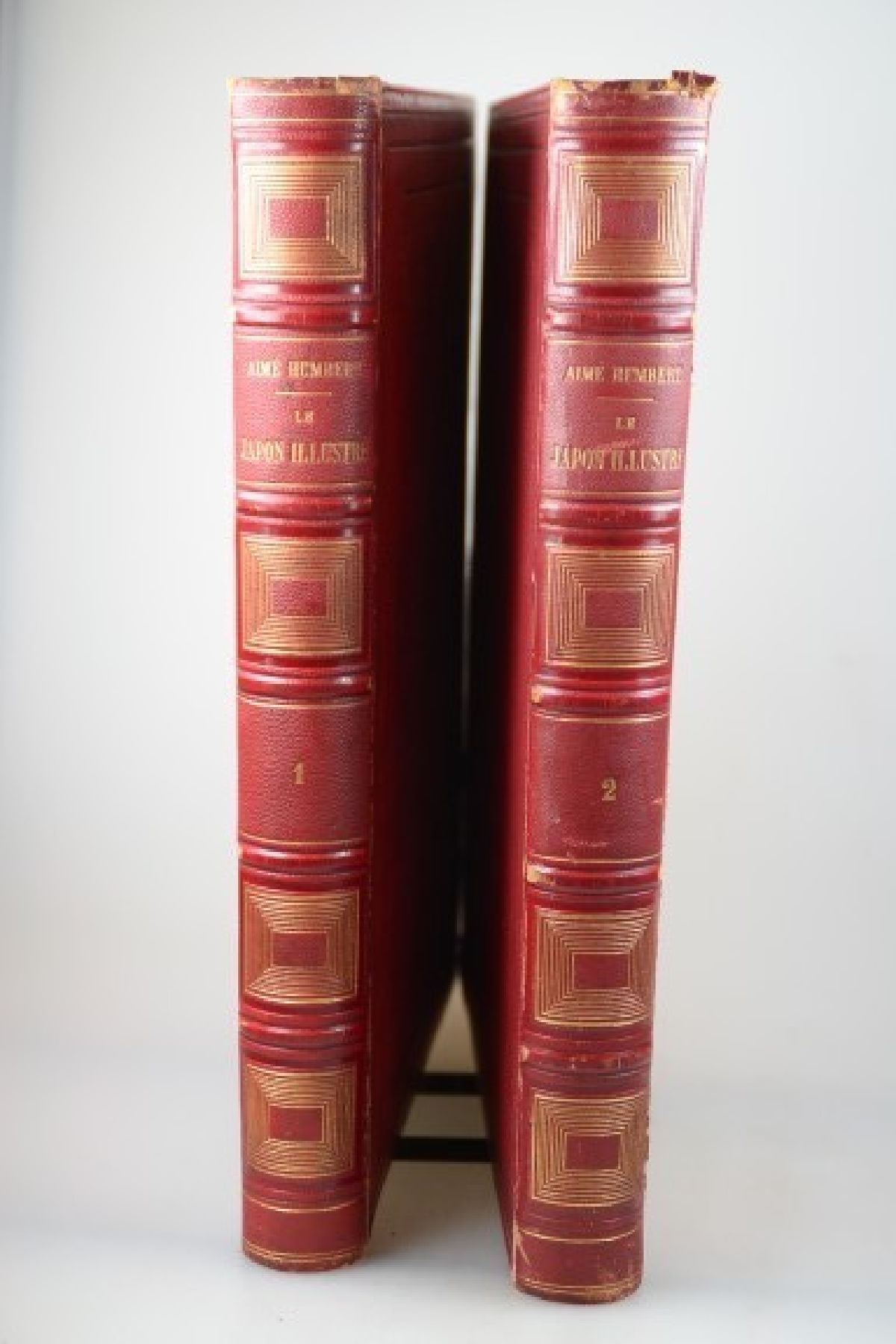 Detail b: Aime Humbert: Le Japon Illustre, Vol. I/II, Paris 1870, Erstausgabe, roter Ledereinband, Rücken teilvergoldet, Goldschnitt, 428/242 S., zahlreiche ...