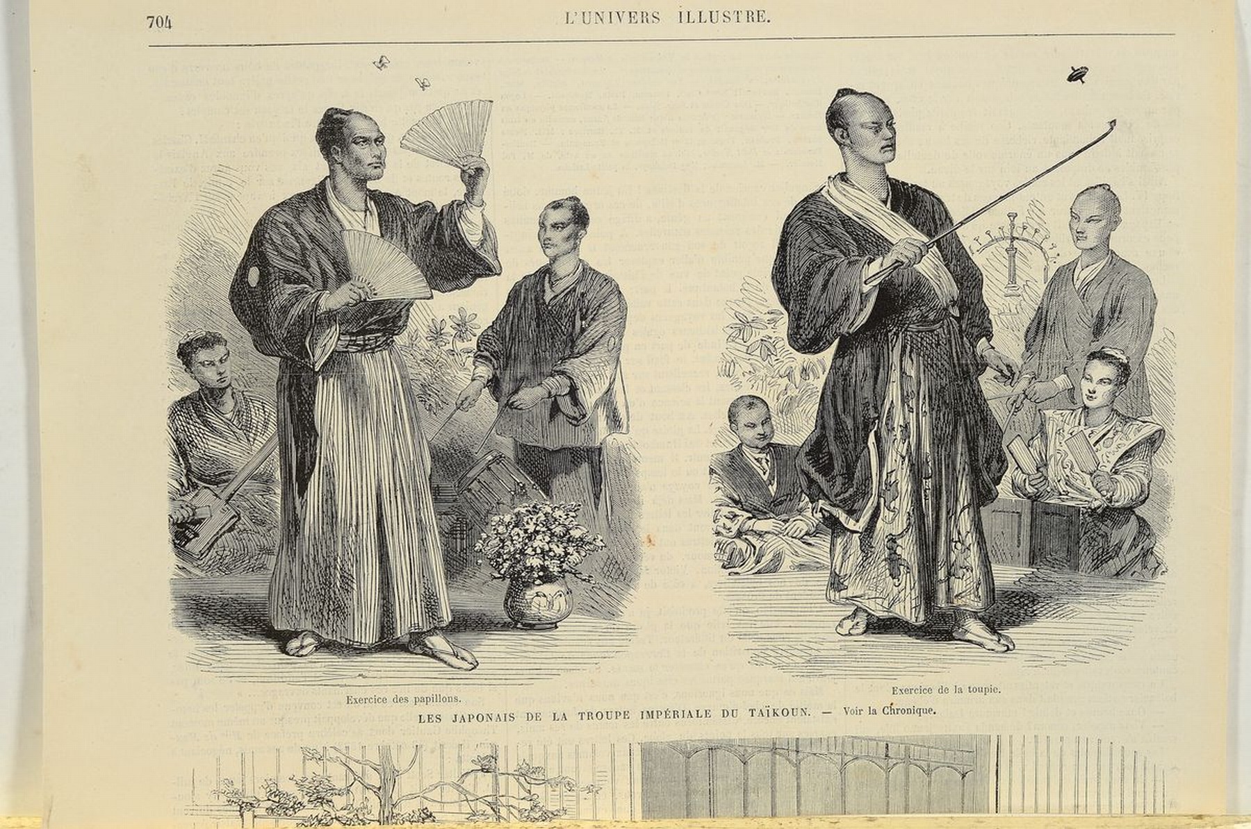 Detail l: Aime Humbert: Le Japon Illustre, Vol. I/II, Paris 1870, Erstausgabe, roter Ledereinband, Rücken teilvergoldet, Goldschnitt, 428/242 S., zahlreiche ...