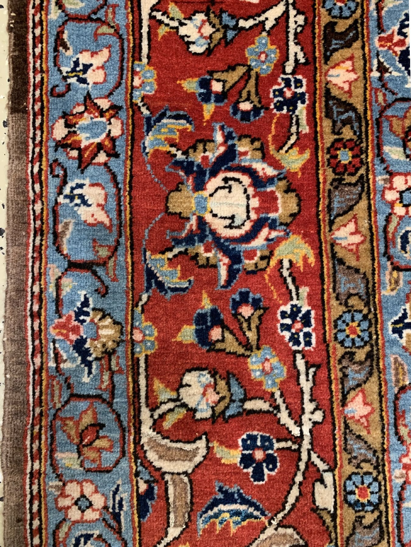 Detail c: Grüngrundiger feiner Ghom Kork, Persien, um 1930/1940, Korkwolle geknüpft auf Baumwolle ca. 318 x 234 cm, EHZ:2 (Sehr guter Zustand)