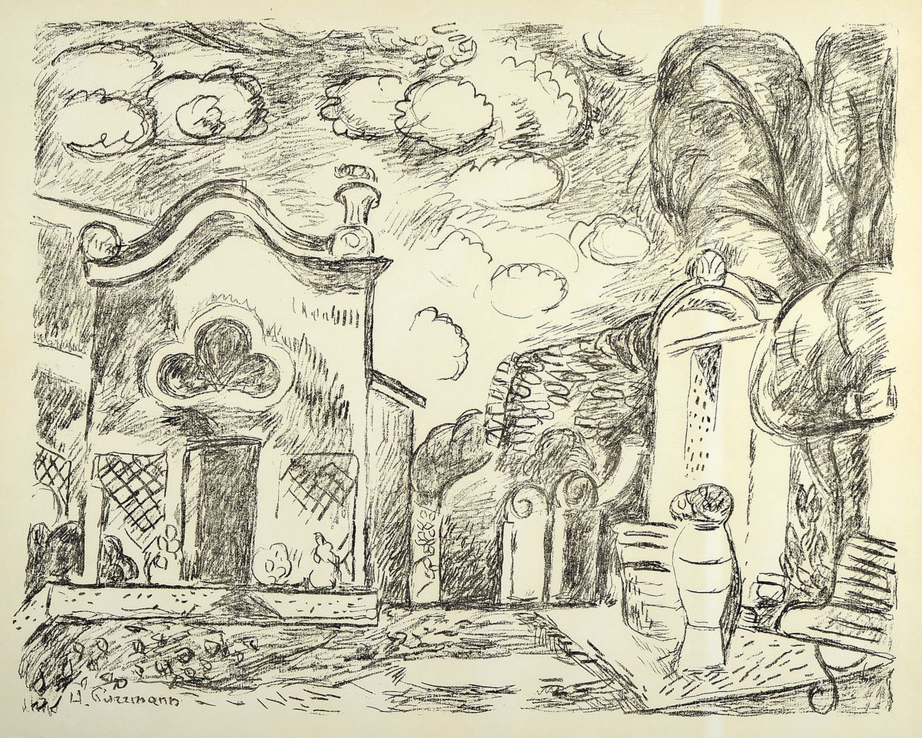 Hans Purrmann, 1880 Speyer-1966 Basel, Lithographie, ca. 46x57cm, u.Gl., R. ca. 56x70cm, leicht gebräunt