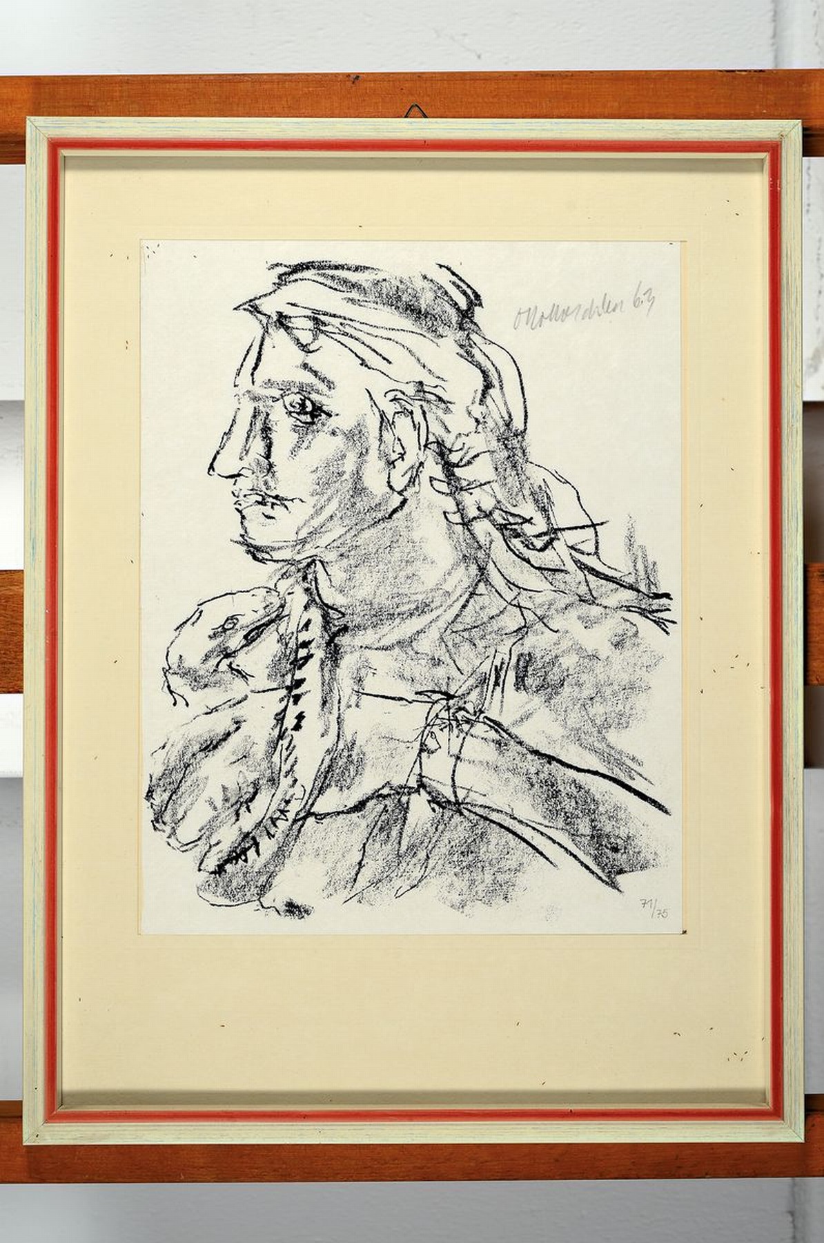 Detail k: Oskar Kokoschka, 1886-1980, Lithographie, rechts oben handsigniert, num. 71/75, ca. 27x22cm, u.Gl., R. ca. 42x32cm