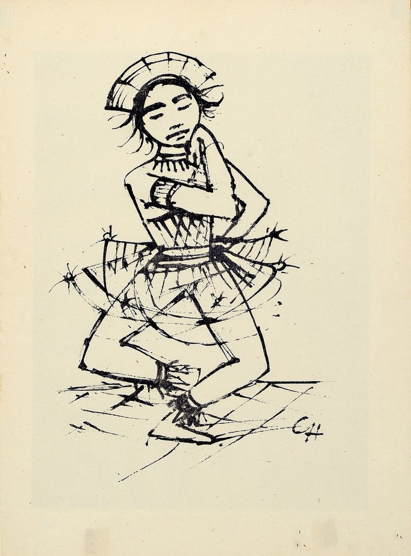 Karl Hofer,1878-1955, Javanische Tänzerin, Lithographie von 1921, ca. 28x20cm, u.Gl., R. ca. 31x25cm
