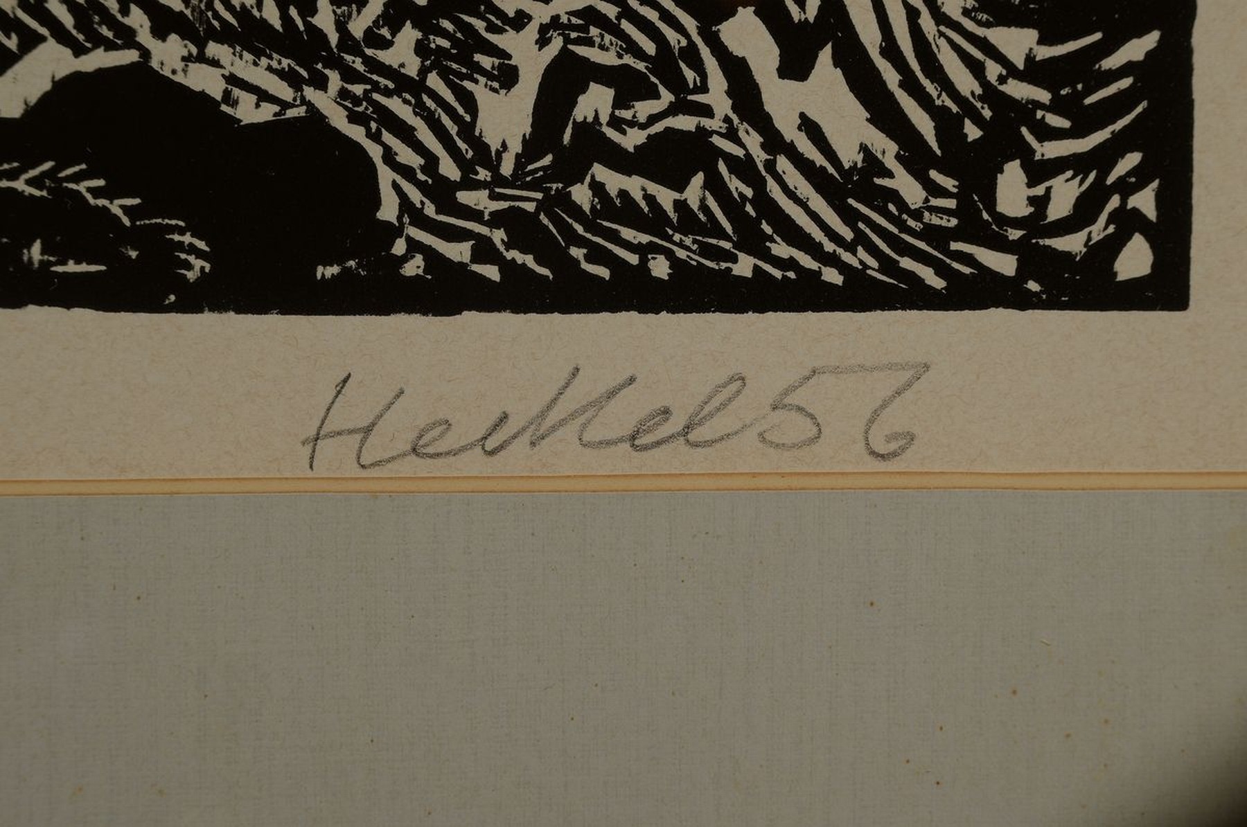 Detail a: Erich Heckel, 1883-1970, Sturzbach, Holzschnitt, handsigniert und dat. 56, num. 224/255, ca. 37x25cm, u.Gl., R. ca. 56x41cm