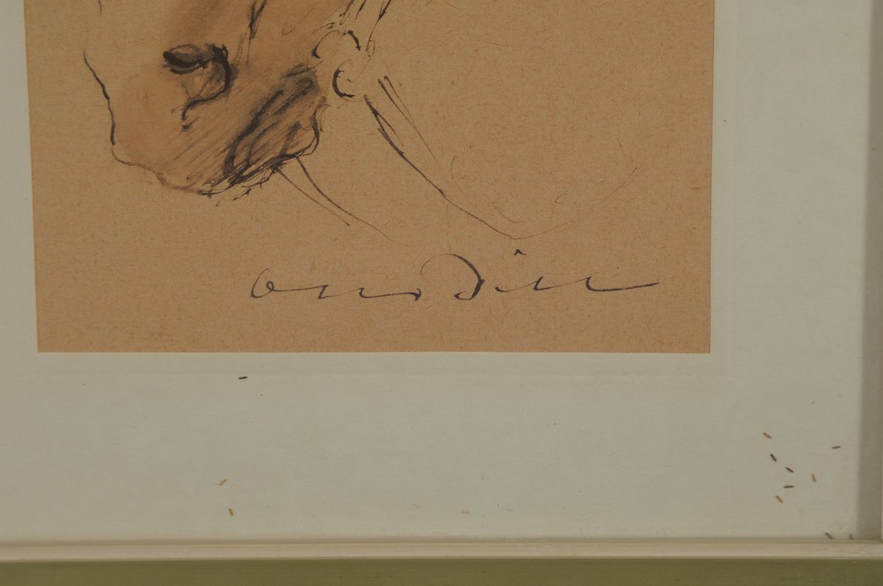 Detail a: Otto Dill, 1884 Neustadt-1957 Bad Dürkheim, Pferdekopf, Tuschfederzeichnung, aquarelliert, handsigniert, leicht gebräunt, ca. 14x9.5cm, PP, u.Gl., ...