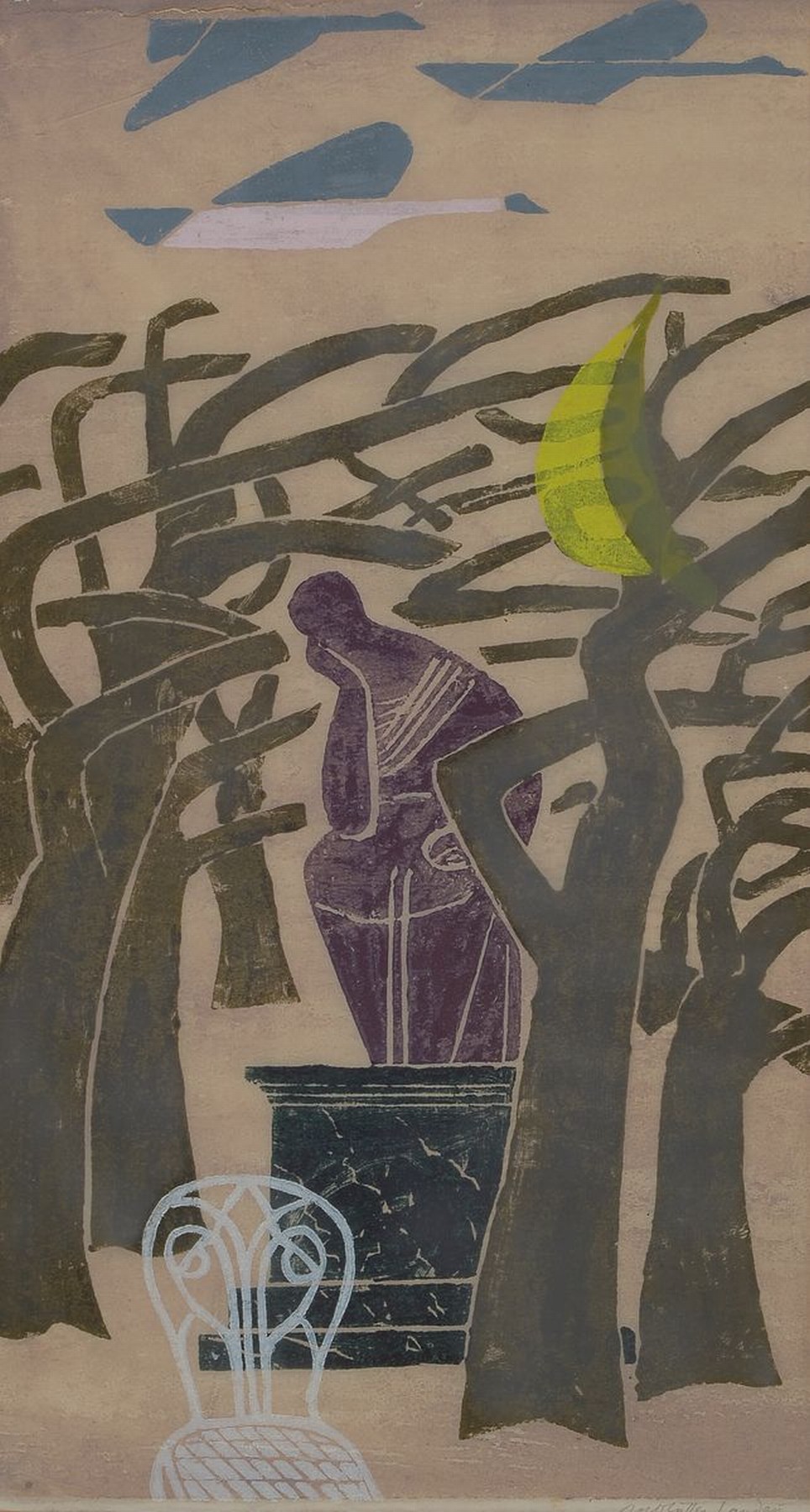Rolf Müller-Landau, 1903-1956, Monotypie, rechts unten handsign., ca. 47x26cm, u.Gl., R. ca. 65x43cm
