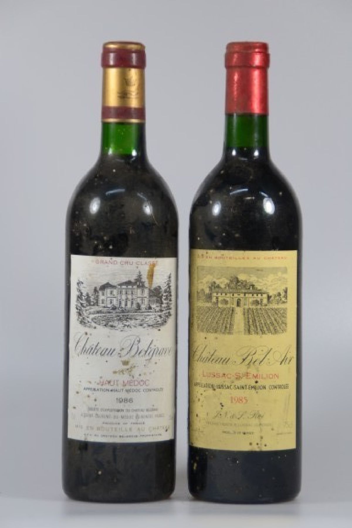 Detail c: 13 Fl. Bordeaux: 10 Fl. 1983 Ch. Blaignan, Medoc; 1986 Ch. Belgrave Haut Medoc und 1973 Ch. Panigon Medoc, mid shoulder bis top shoulder, nicht ...