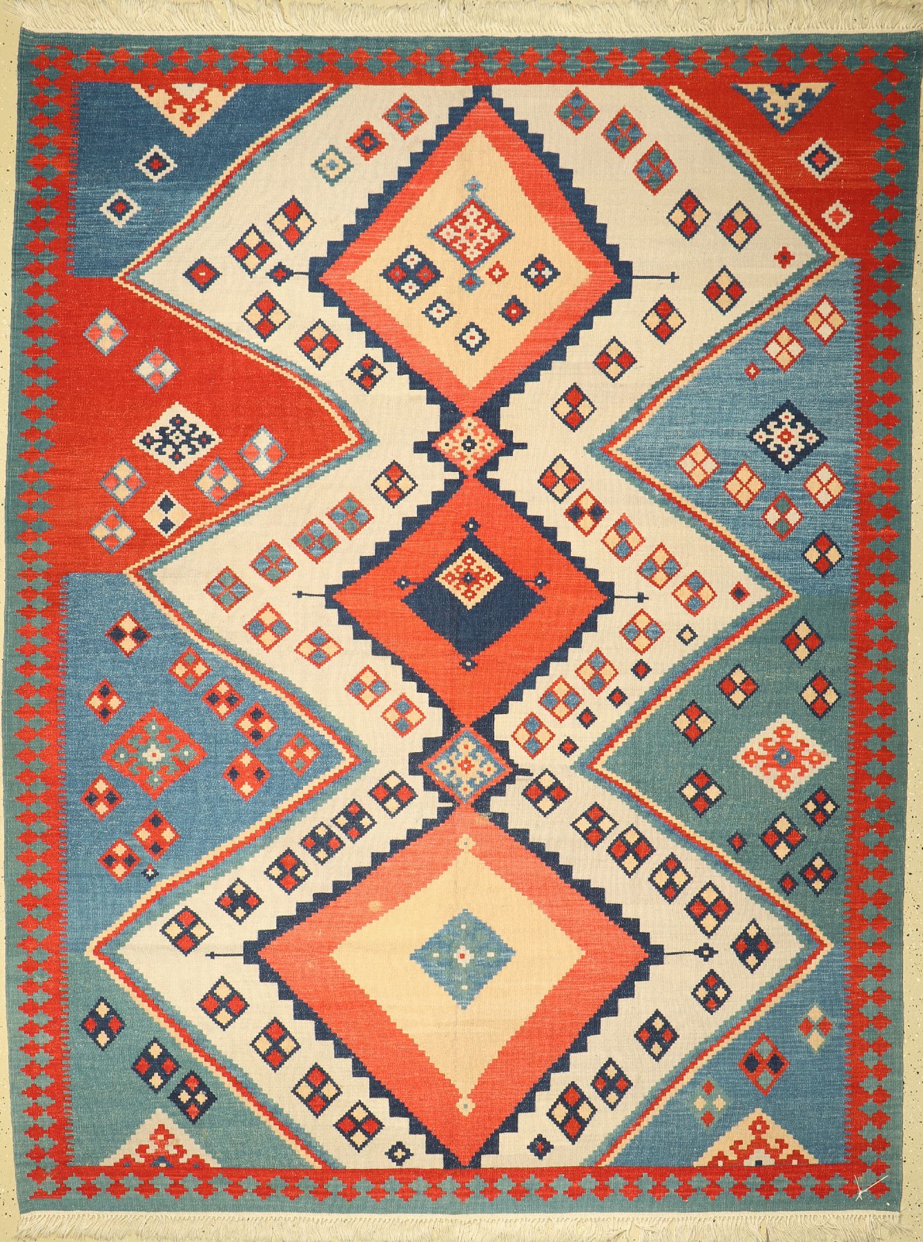 Azeri Kelim, Türkei, ca. 50 Jahre, Wolle auf Wolle, ca. 280 x 215 cm, EHZ: 2