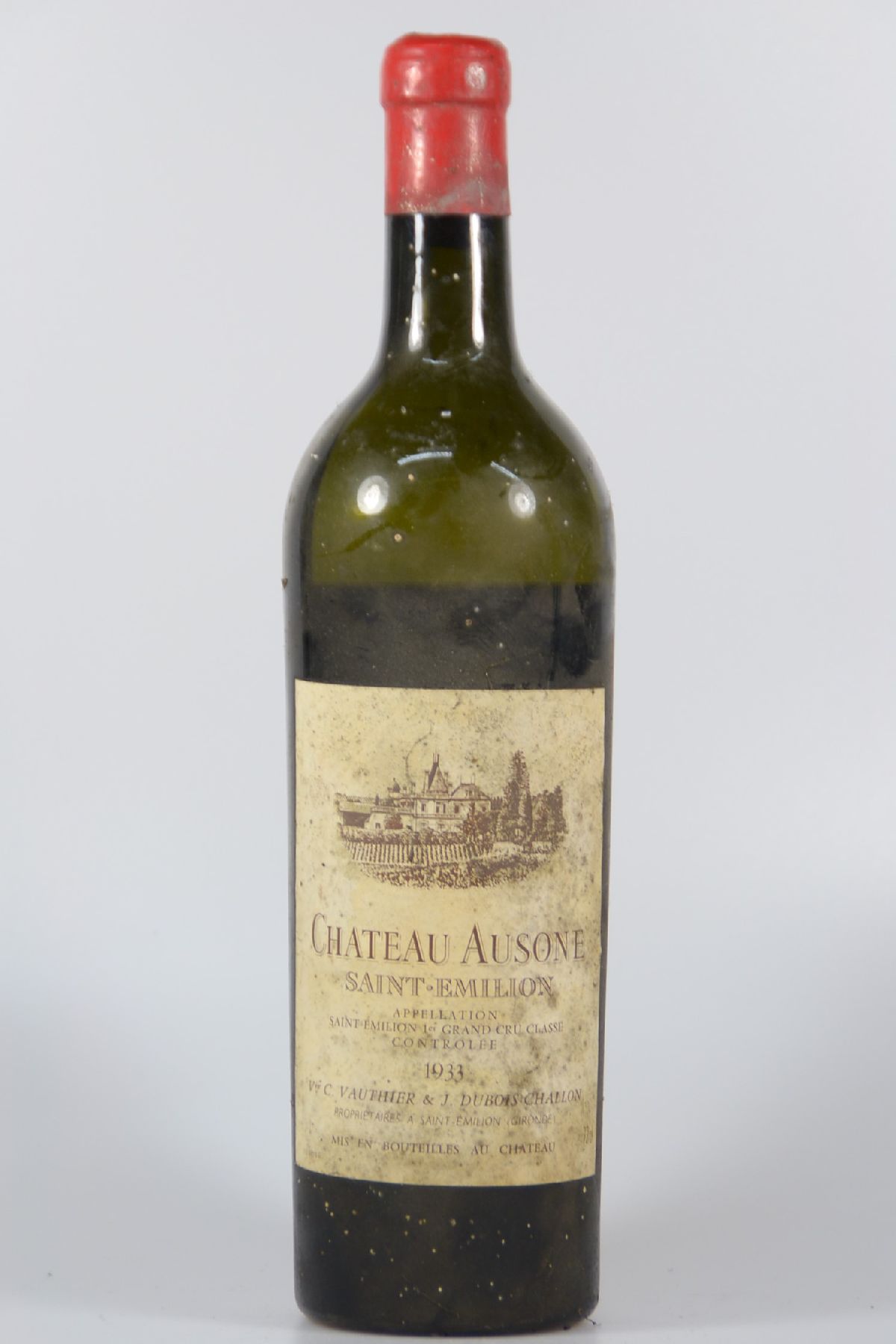1 Fl. 1933 Chateau Ausone, Saint Emilion, Appellation Saint Emilion 1er Grand Cru Classe, Vve C. Vauthier & J. Dubois Chalon, Schwund, low shoulder, ...