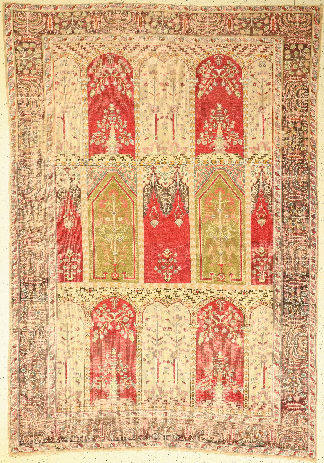 Antiker Panderma, Türkei, um 1910/1920, Wolle geknüpft auf Baumwolle, ca. 255 x 178 cm, EHZ: 3(gleichmäßig dünne Flor).