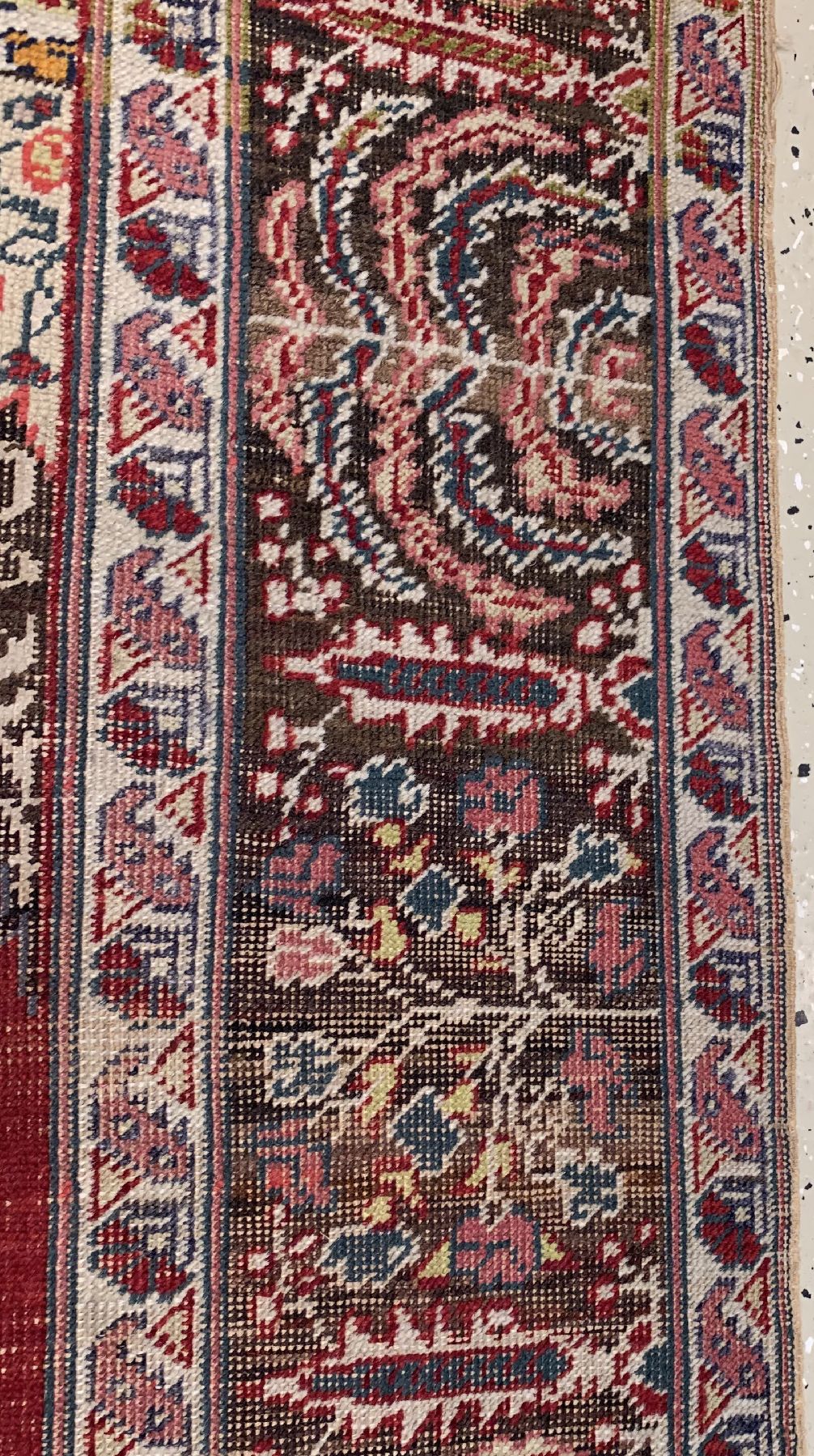 Detail d: Antiker Panderma, Türkei, um 1910/1920, Wolle geknüpft auf Baumwolle, ca. 255 x 178 cm, EHZ: 3(gleichmäßig dünne Flor).