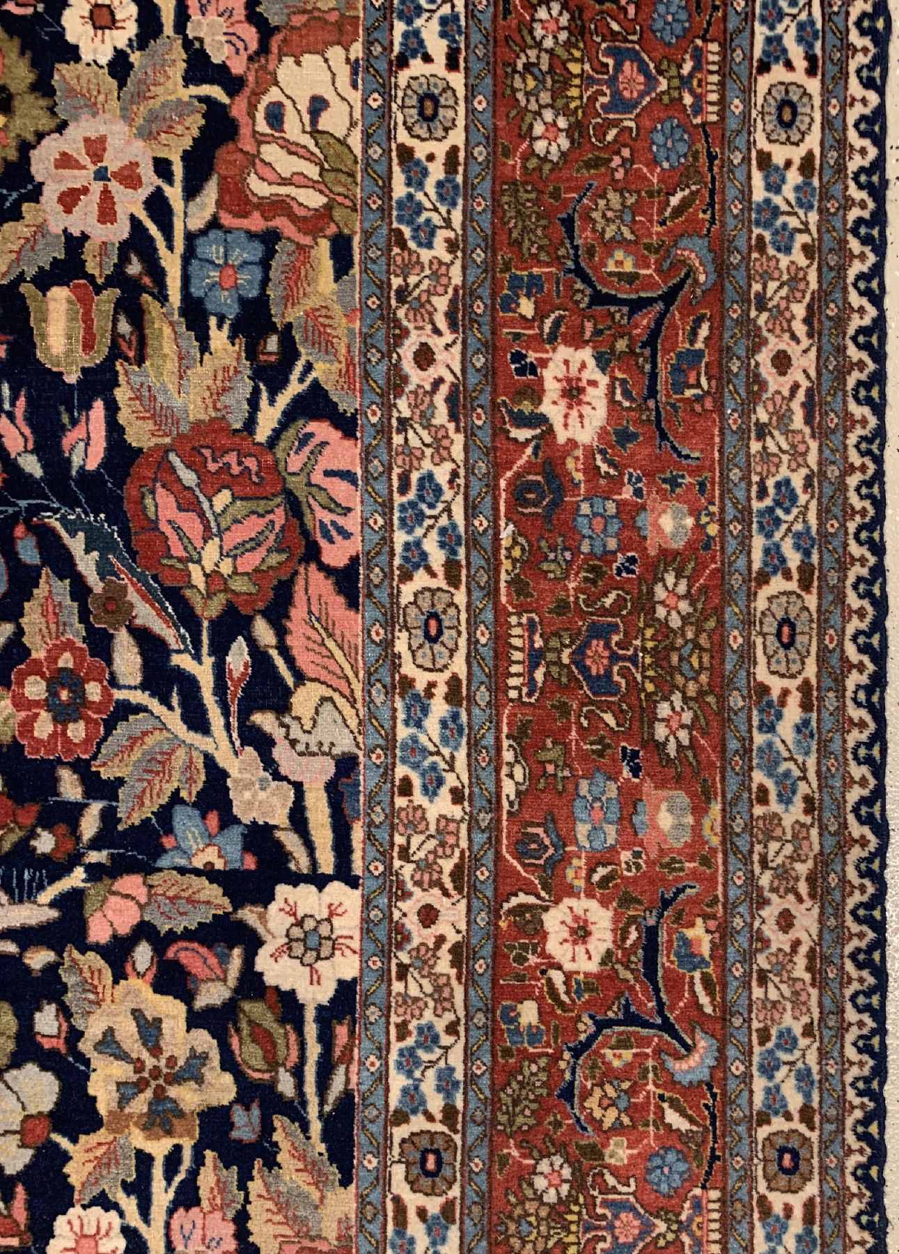 Detail d: Feiner Täbriz, Persien, um 1920/1930, Korkwolle geknüpft auf Baumwolle,durchgemusterte hochwertige Arbeit aus Nordwestpersien, ca, 420 x 285 cm, ...
