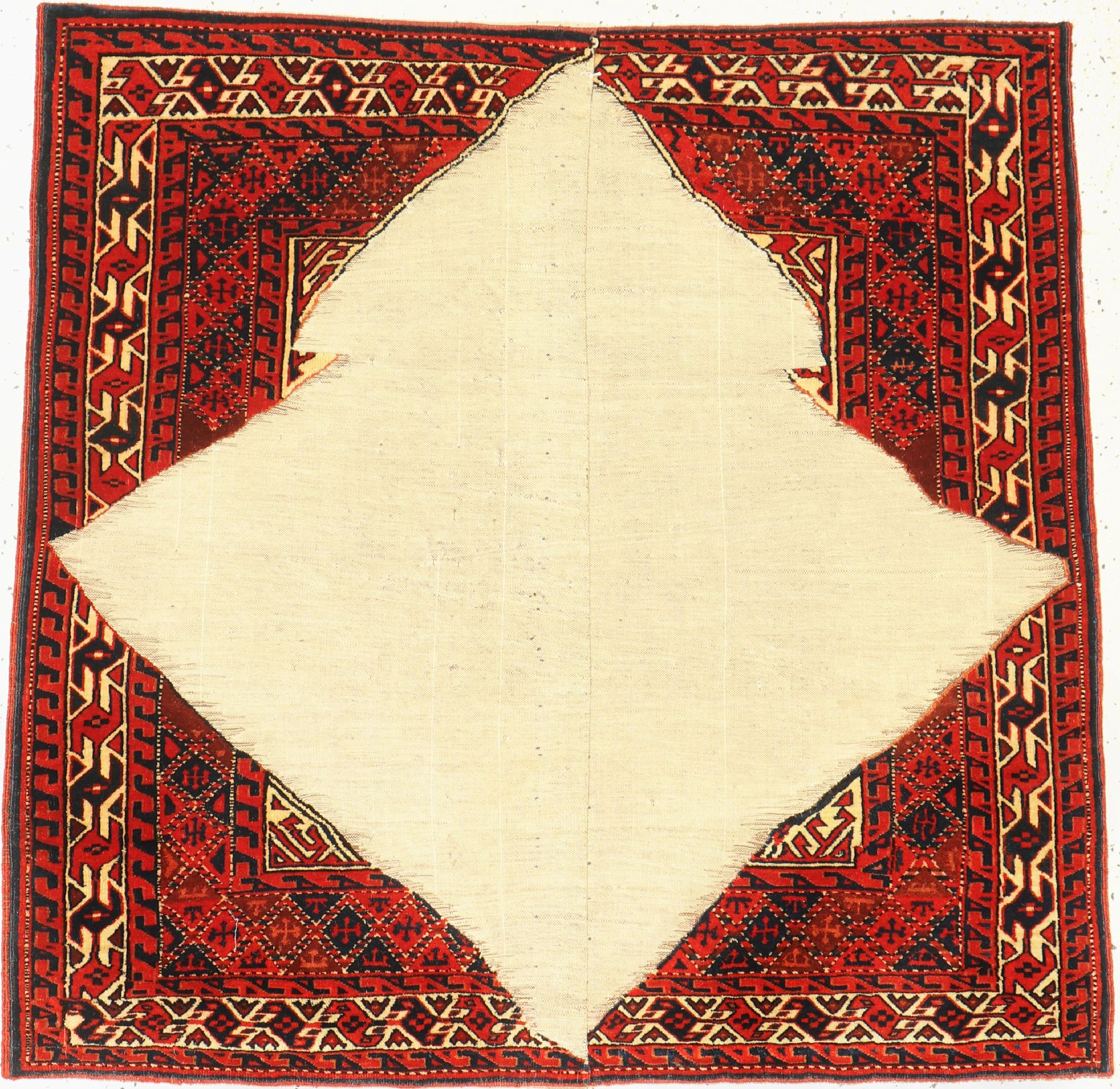 Yomud Boghtsche antik, Turkmenistan, um 1900, Wolle geknüpft auf Baumwolle, ca. 105 x 102 cm, EHZ: 2(guter Zustand)