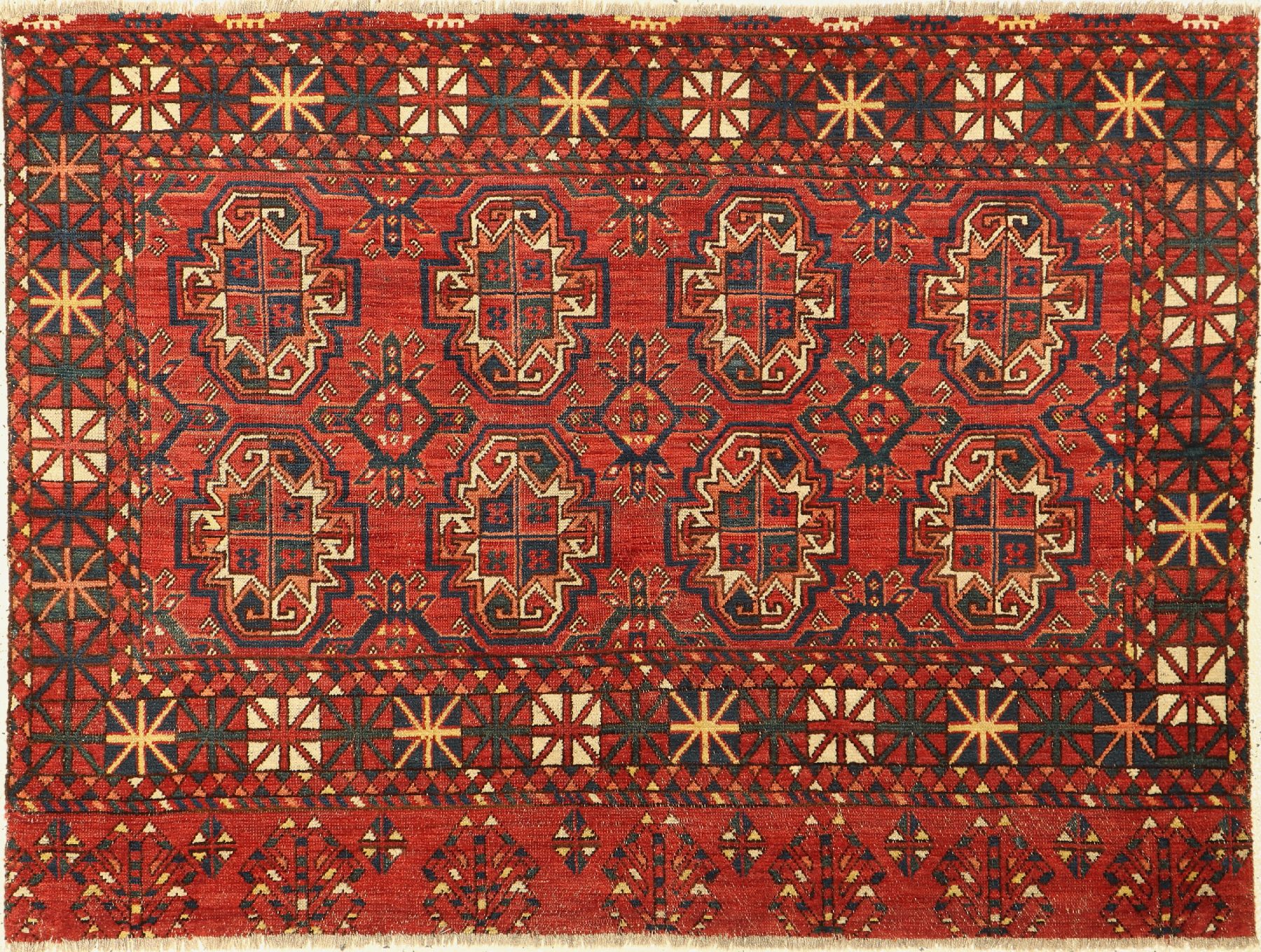 Antiker Ersari Tschowal, Turkmenistan, 19 Jhd., Wolle geknüpft auf Wolle, ca. 140 x 104 cm, EHZ: 3(Fragment).