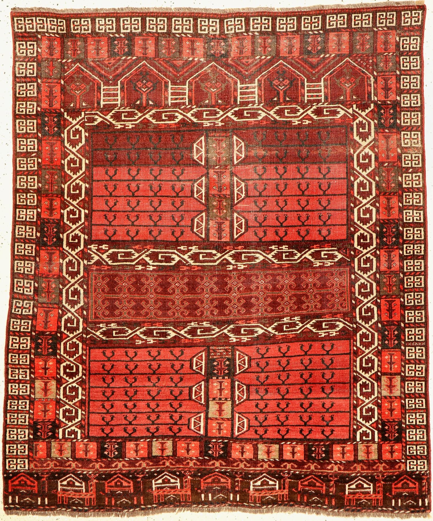 Antiker Arabachi Engsi, Turkmenistan, 19 Jhd., Wolle geknüpft auf Wolle, ca. 158 x 136 cm, EHZ: 3