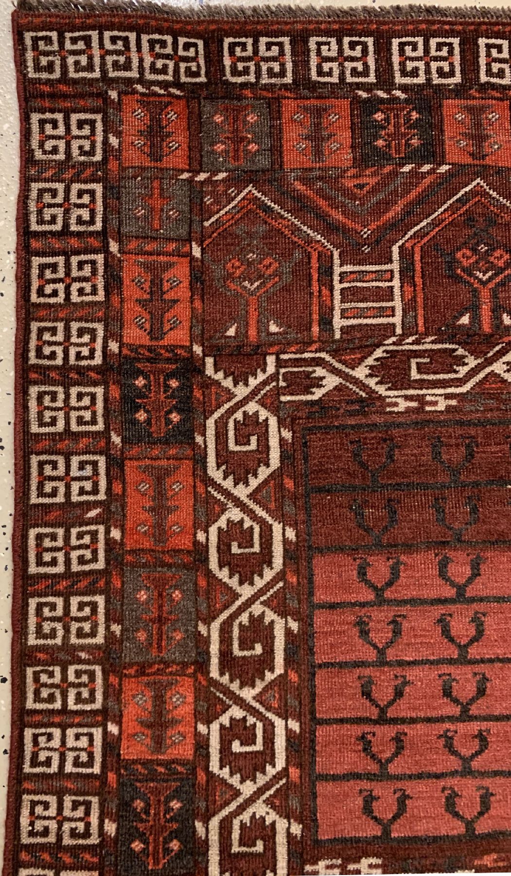 Detail c: Antiker Arabachi Engsi, Turkmenistan, 19 Jhd., Wolle geknüpft auf Wolle, ca. 158 x 136 cm, EHZ: 3