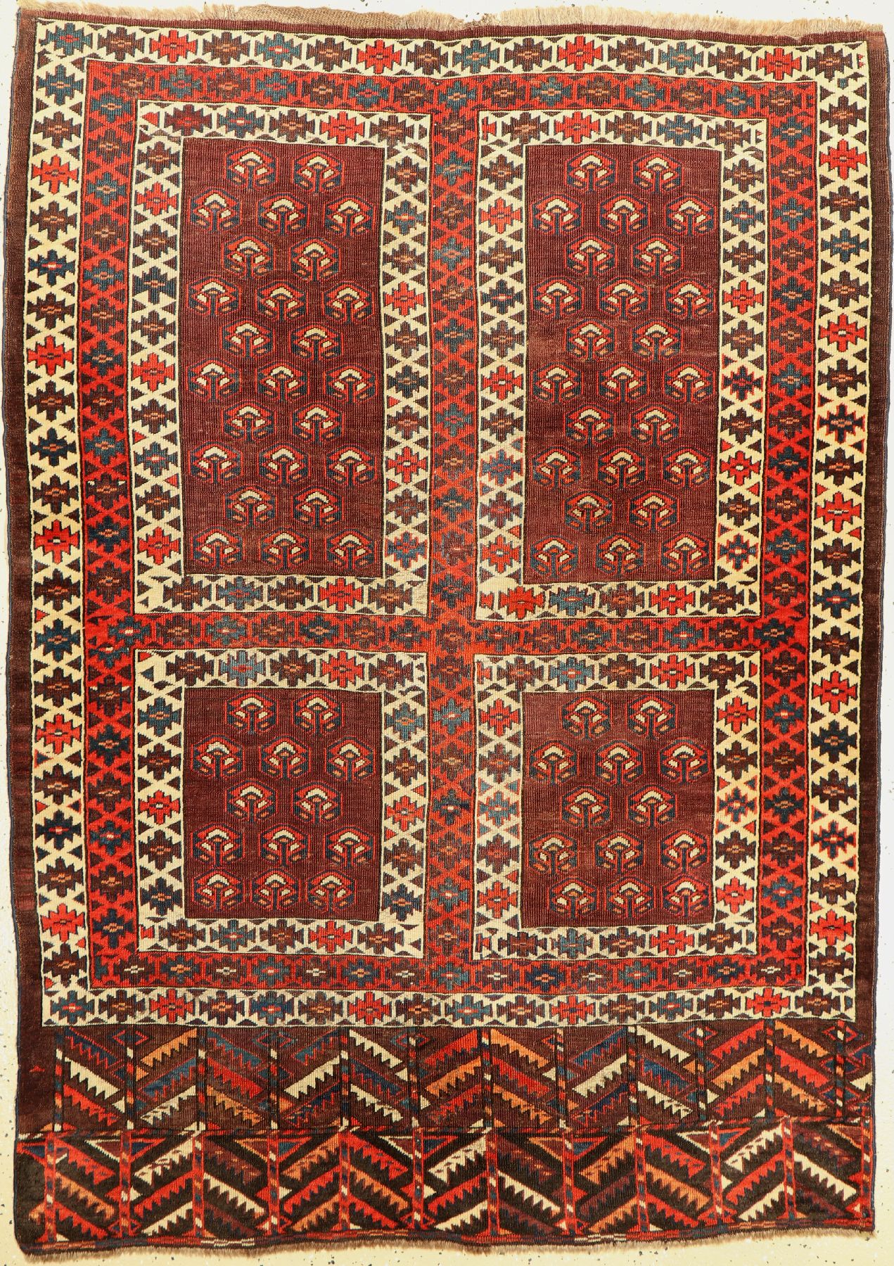 Antiker Yomud Engsi, Turkmenistan, 19 Jhd.,Wolle geknüpft auf Wolle, ca. 172 x 123 cm, EHZ: 3