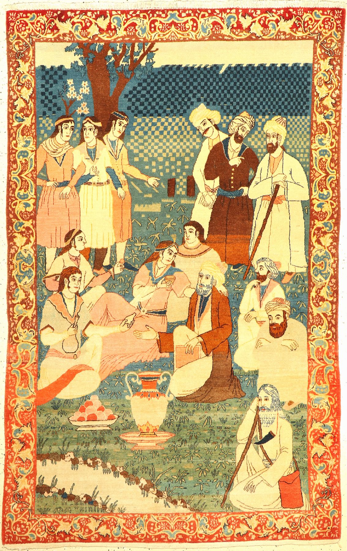 Feiner Kork Keschan (Bildteppich), Persien, um 1940, Korkwolle geknüpft auf Baumwolle ca. 212 x 134 cm, EHZ:2(guter Zustand).