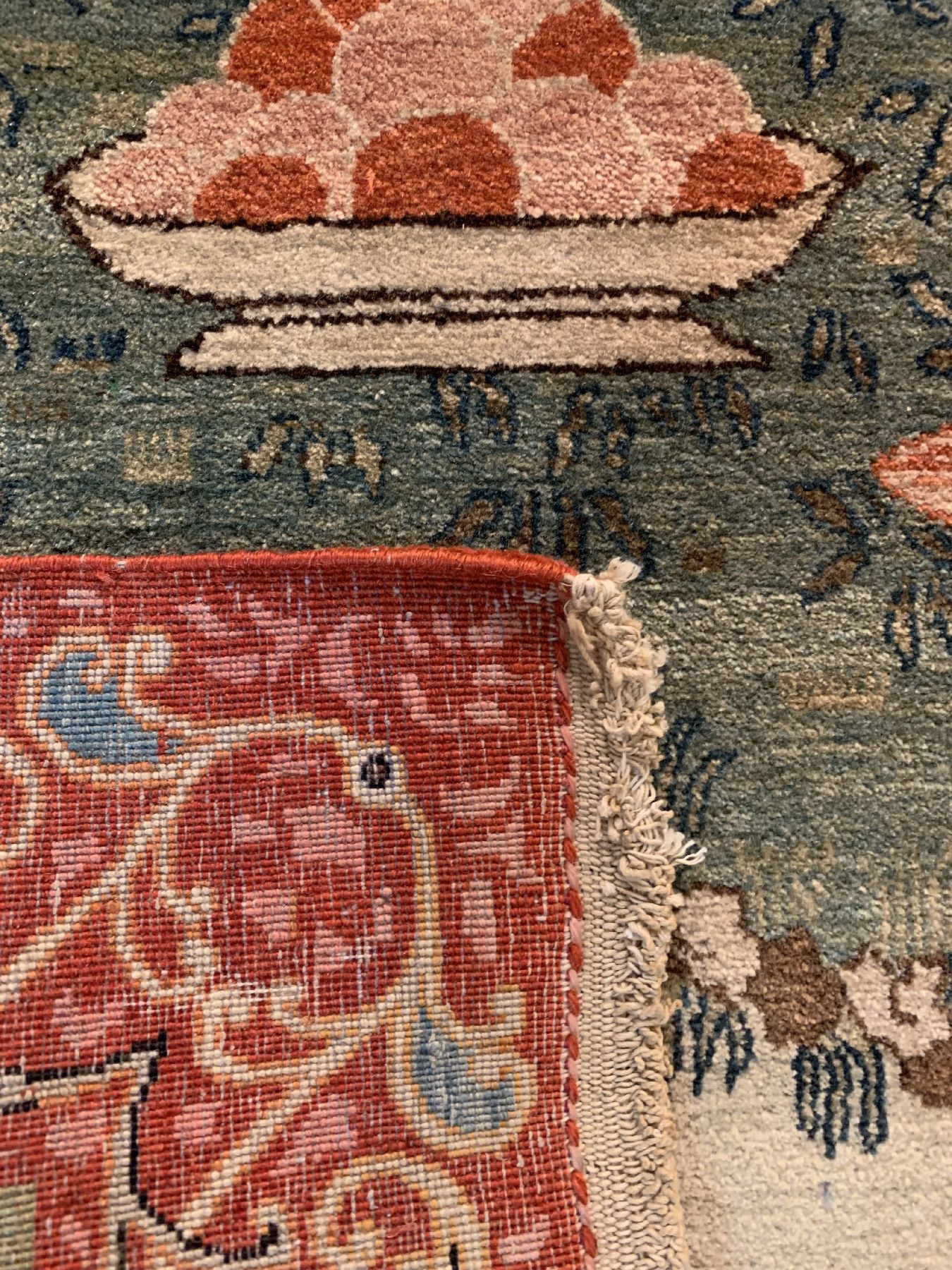 Detail f: Feiner Kork Keschan (Bildteppich), Persien, um 1940, Korkwolle geknüpft auf Baumwolle ca. 212 x 134 cm, EHZ:2(guter Zustand).