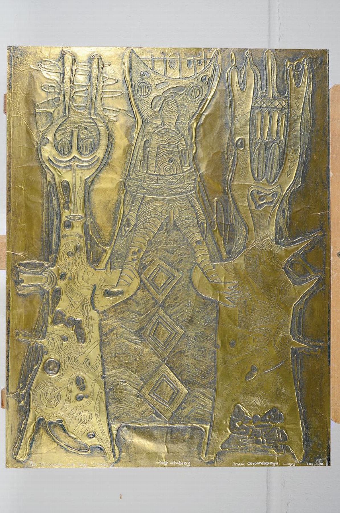 Detail k: Bruce Onobrakpeya, geb. 1932, zeitgenössischer nigerianischer Künstler, europäisch-britisch geprägtes Studium am Nigerian College of Arts, ...