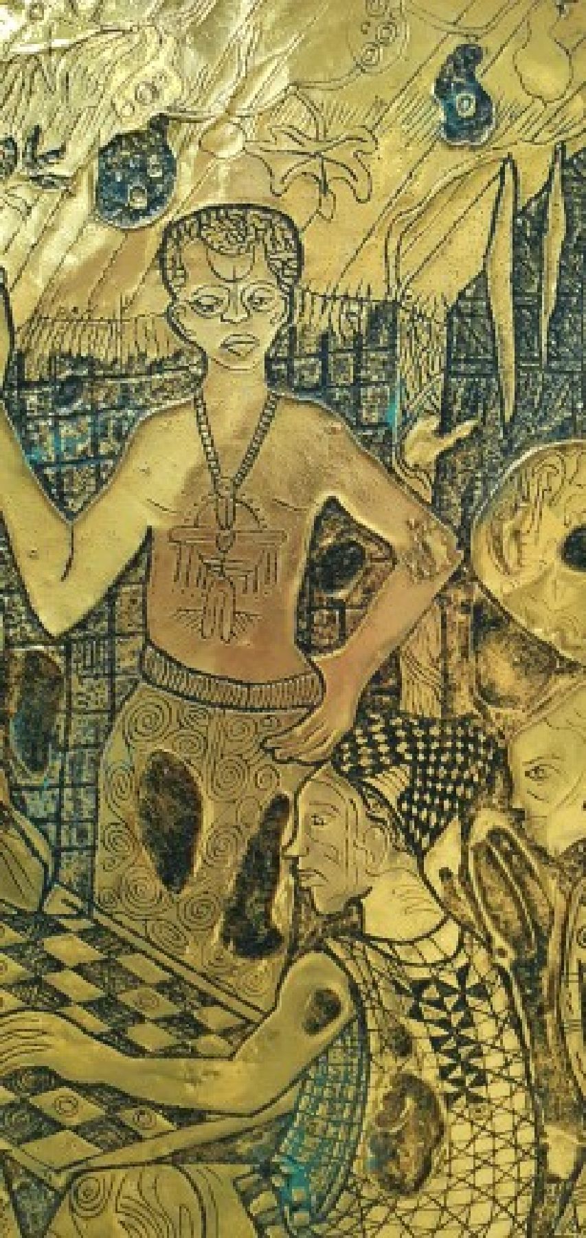 Detail b: Bruce Onobrakpeya, geb. 1932, zeitgenössischer nigerianischer Künstler, europäisch-britisch geprägtes Studium am Nigerian College of Arts, ...