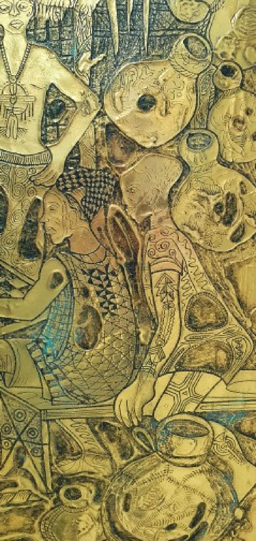 Detail d: Bruce Onobrakpeya, geb. 1932, zeitgenössischer nigerianischer Künstler, europäisch-britisch geprägtes Studium am Nigerian College of Arts, ...