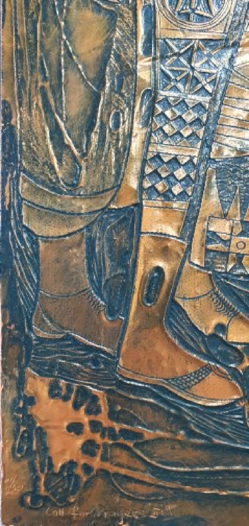 Detail d: Bruce Onobrakpeya, geb. 1932, zeitgenössischer nigerianischer Künstler, europäisch-britisch geprägtes Studium am Nigerian College of Arts, ...