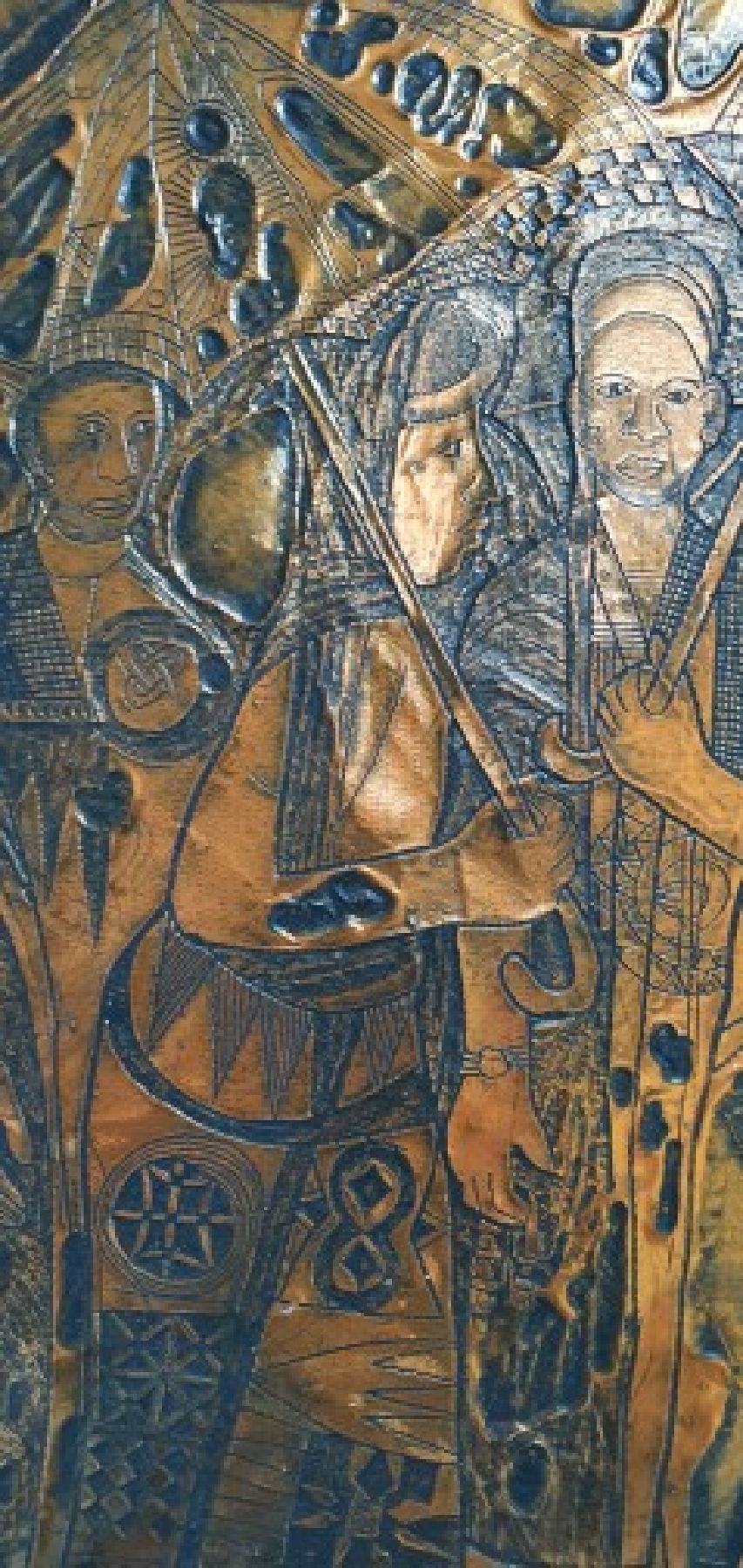 Detail e: Bruce Onobrakpeya, geb. 1932, zeitgenössischer nigerianischer Künstler, europäisch-britisch geprägtes Studium am Nigerian College of Arts, ...