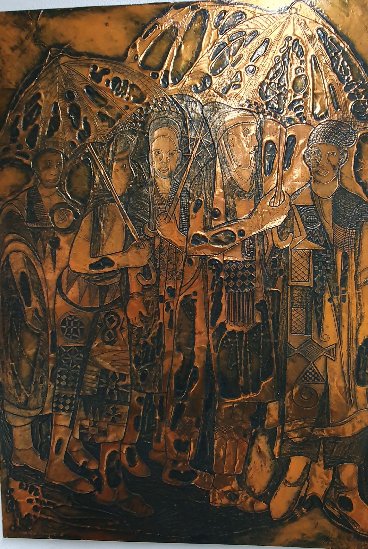 Detail g: Bruce Onobrakpeya, geb. 1932, zeitgenössischer nigerianischer Künstler, europäisch-britisch geprägtes Studium am Nigerian College of Arts, ...