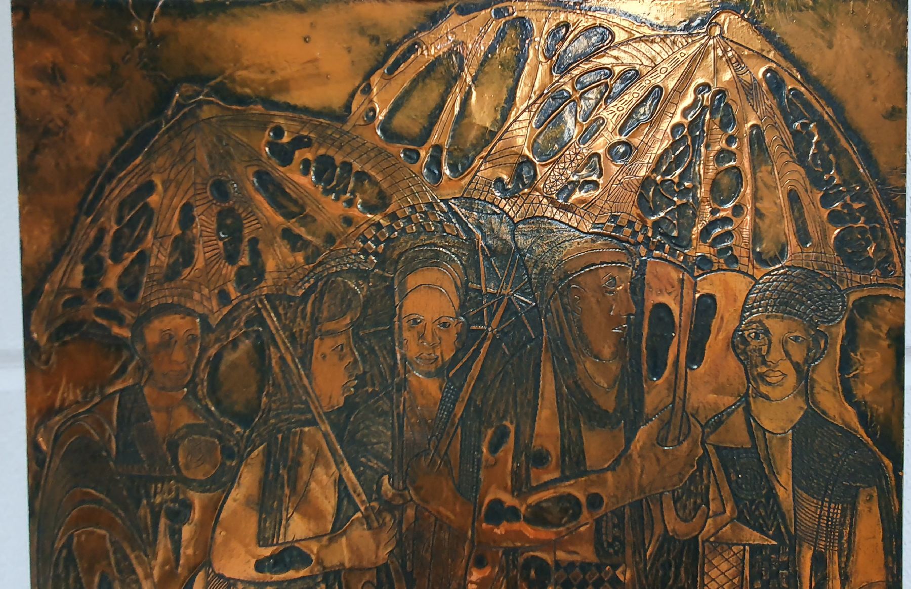 Detail j: Bruce Onobrakpeya, geb. 1932, zeitgenössischer nigerianischer Künstler, europäisch-britisch geprägtes Studium am Nigerian College of Arts, ...
