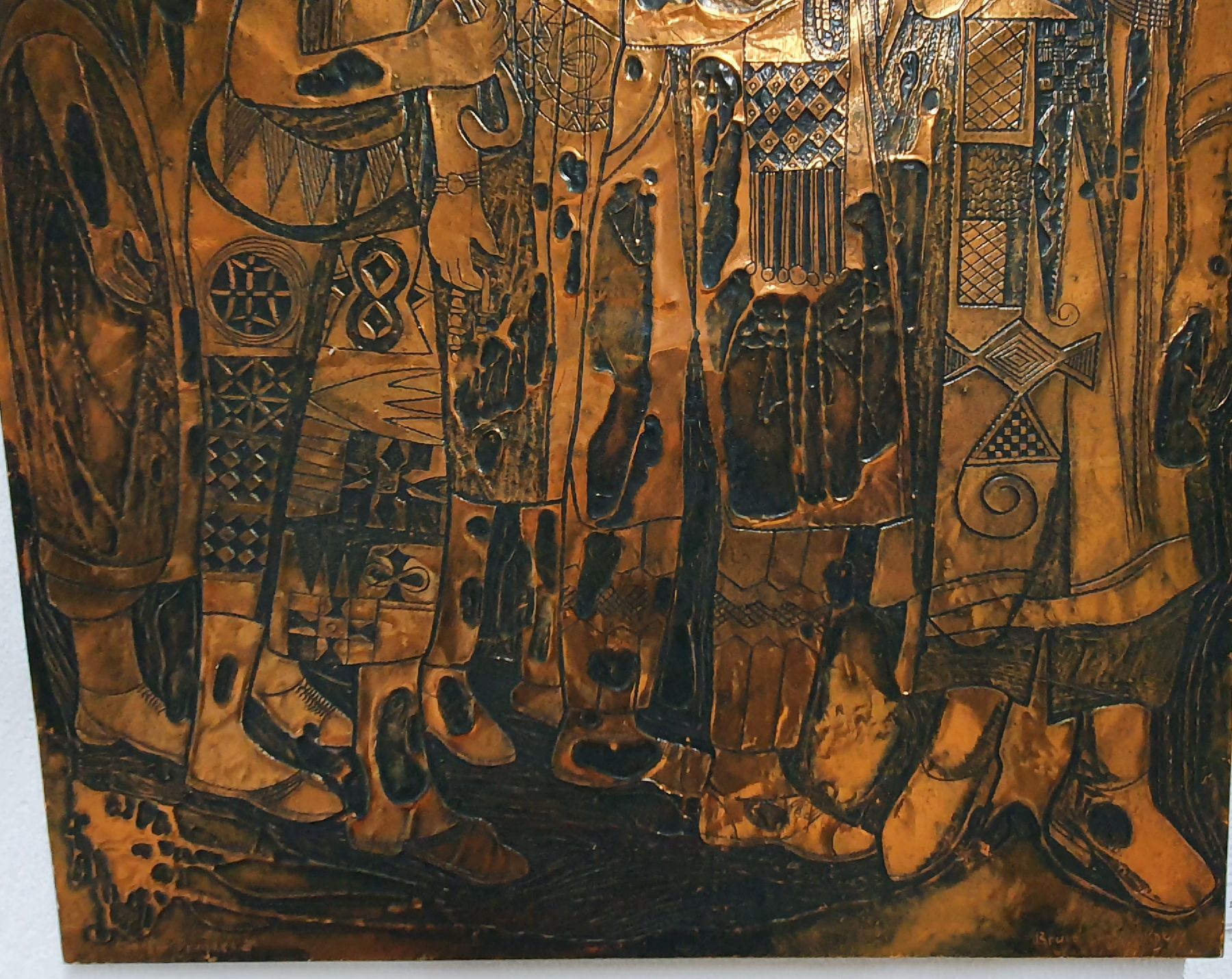 Detail k: Bruce Onobrakpeya, geb. 1932, zeitgenössischer nigerianischer Künstler, europäisch-britisch geprägtes Studium am Nigerian College of Arts, ...