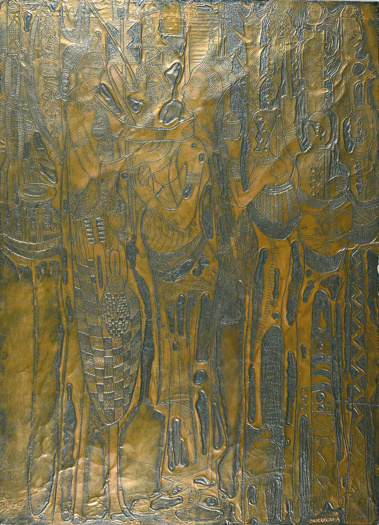 Bruce Onobrakpeya, geb. 1932, zeitgenössischer nigerianischer Künstler, europäisch-britisch geprägtes Studium am Nigerian College of Arts, ...