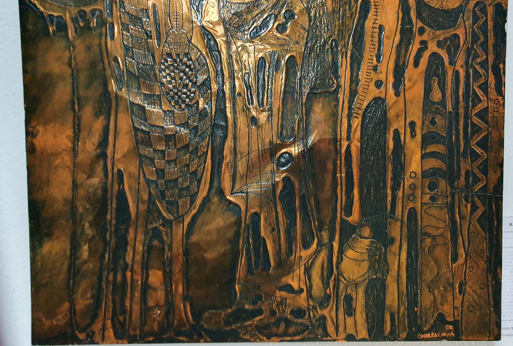 Detail j: Bruce Onobrakpeya, geb. 1932, zeitgenössischer nigerianischer Künstler, europäisch-britisch geprägtes Studium am Nigerian College of Arts, ...