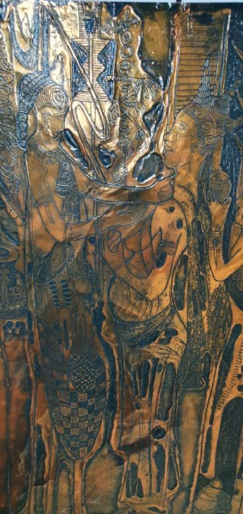 Detail k: Bruce Onobrakpeya, geb. 1932, zeitgenössischer nigerianischer Künstler, europäisch-britisch geprägtes Studium am Nigerian College of Arts, ...