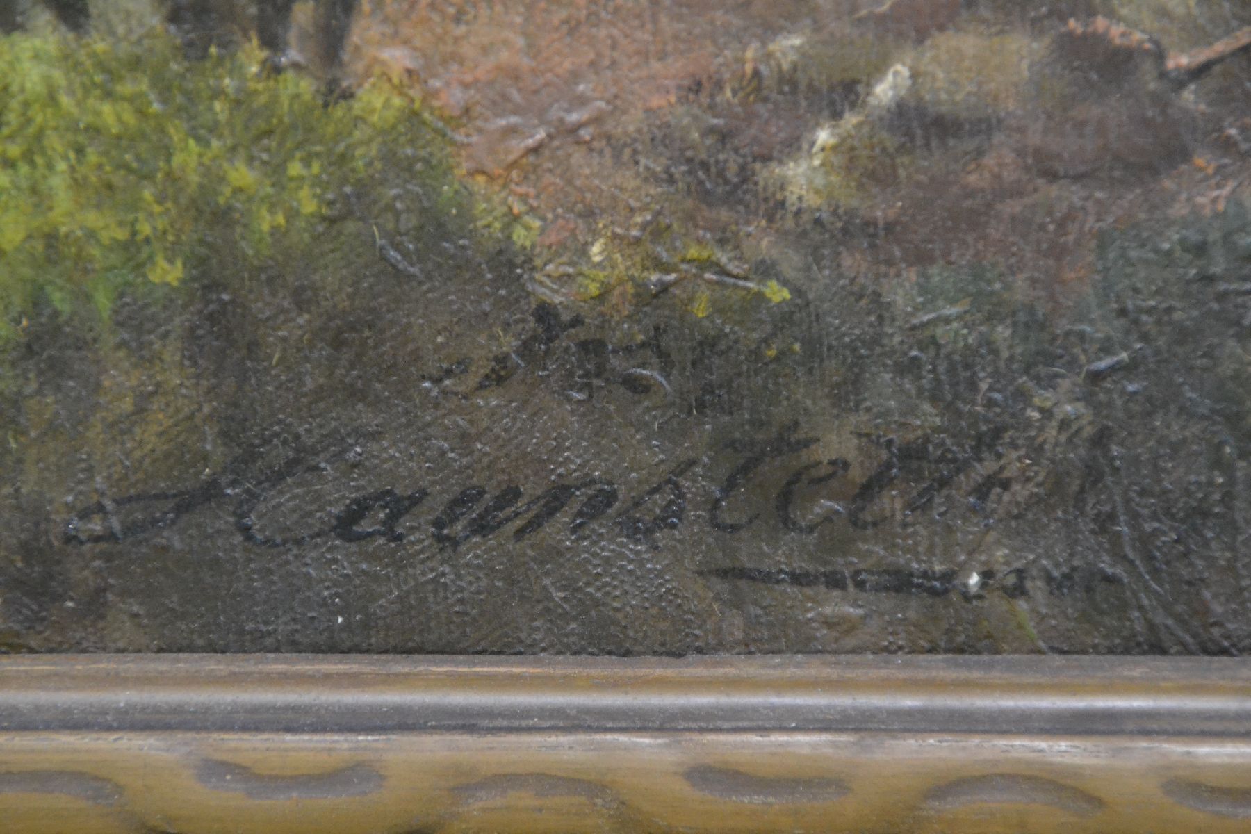 Detail d: Joseph Haunstetter, 1858 München - 1944, Rimbachtal, monumentales Alpenpanorama, lichtdurchflutete Hochgebirgsansicht, gekonnte Licht- und ...
