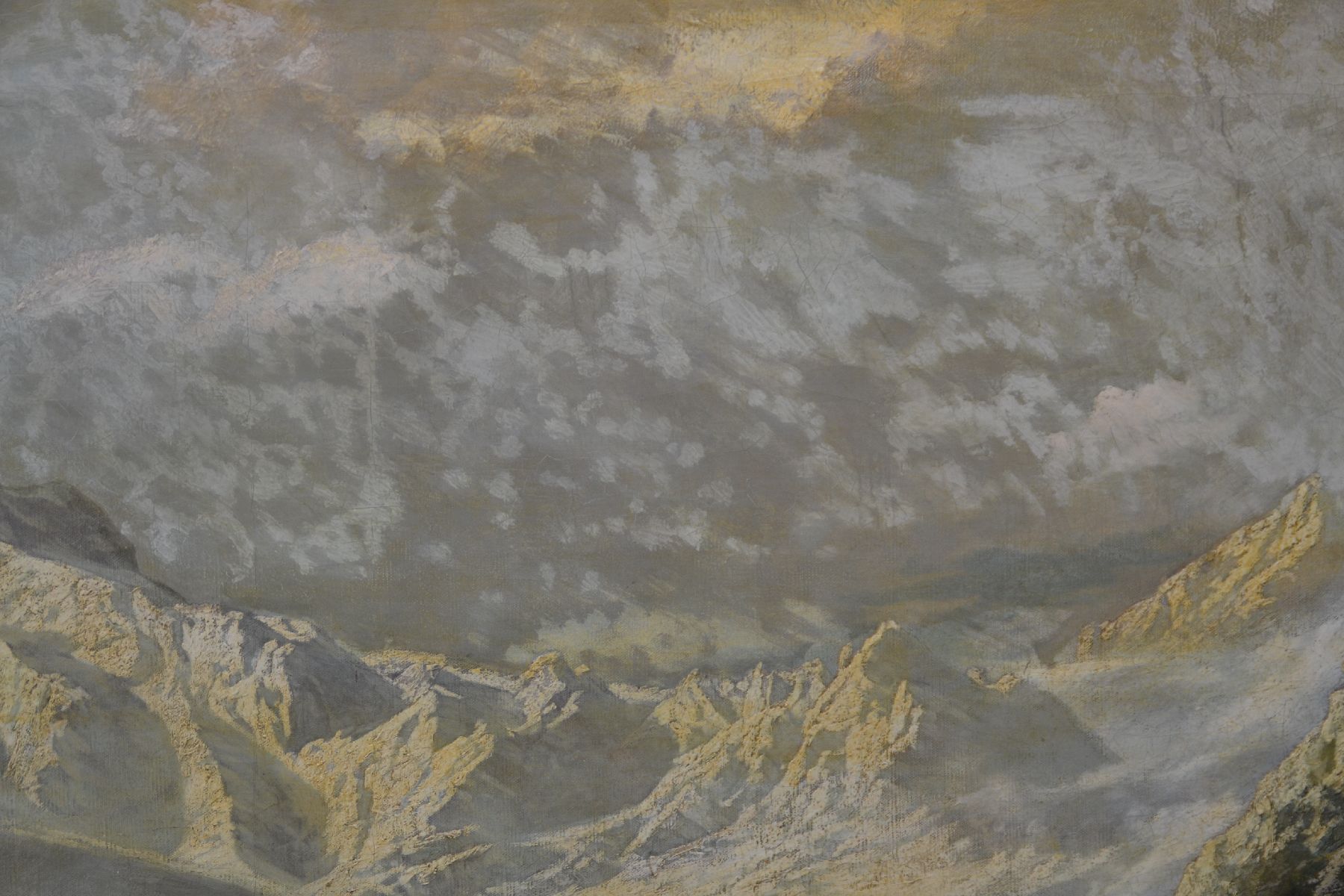 Detail e: Joseph Haunstetter, 1858 München - 1944, Rimbachtal, monumentales Alpenpanorama, lichtdurchflutete Hochgebirgsansicht, gekonnte Licht- und ...