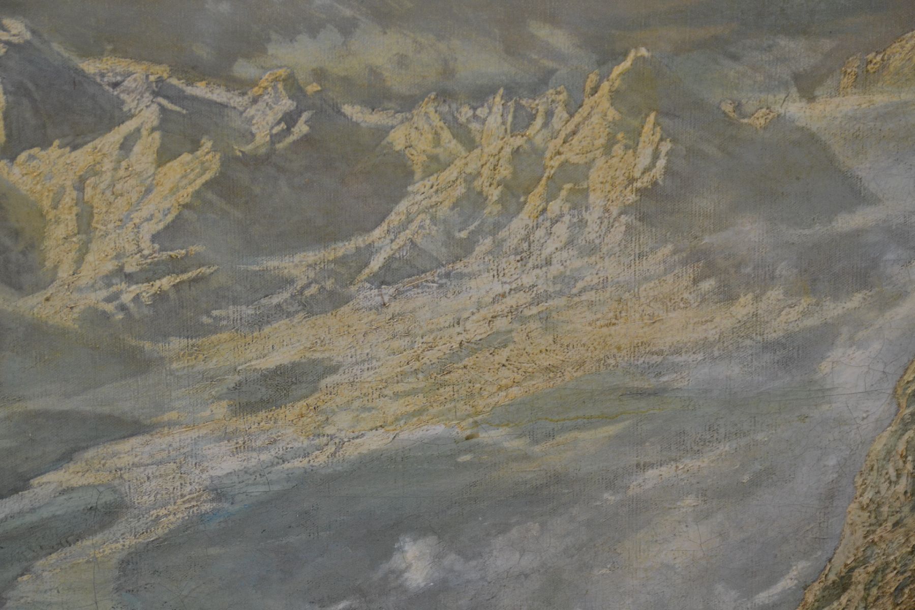 Detail f: Joseph Haunstetter, 1858 München - 1944, Rimbachtal, monumentales Alpenpanorama, lichtdurchflutete Hochgebirgsansicht, gekonnte Licht- und ...