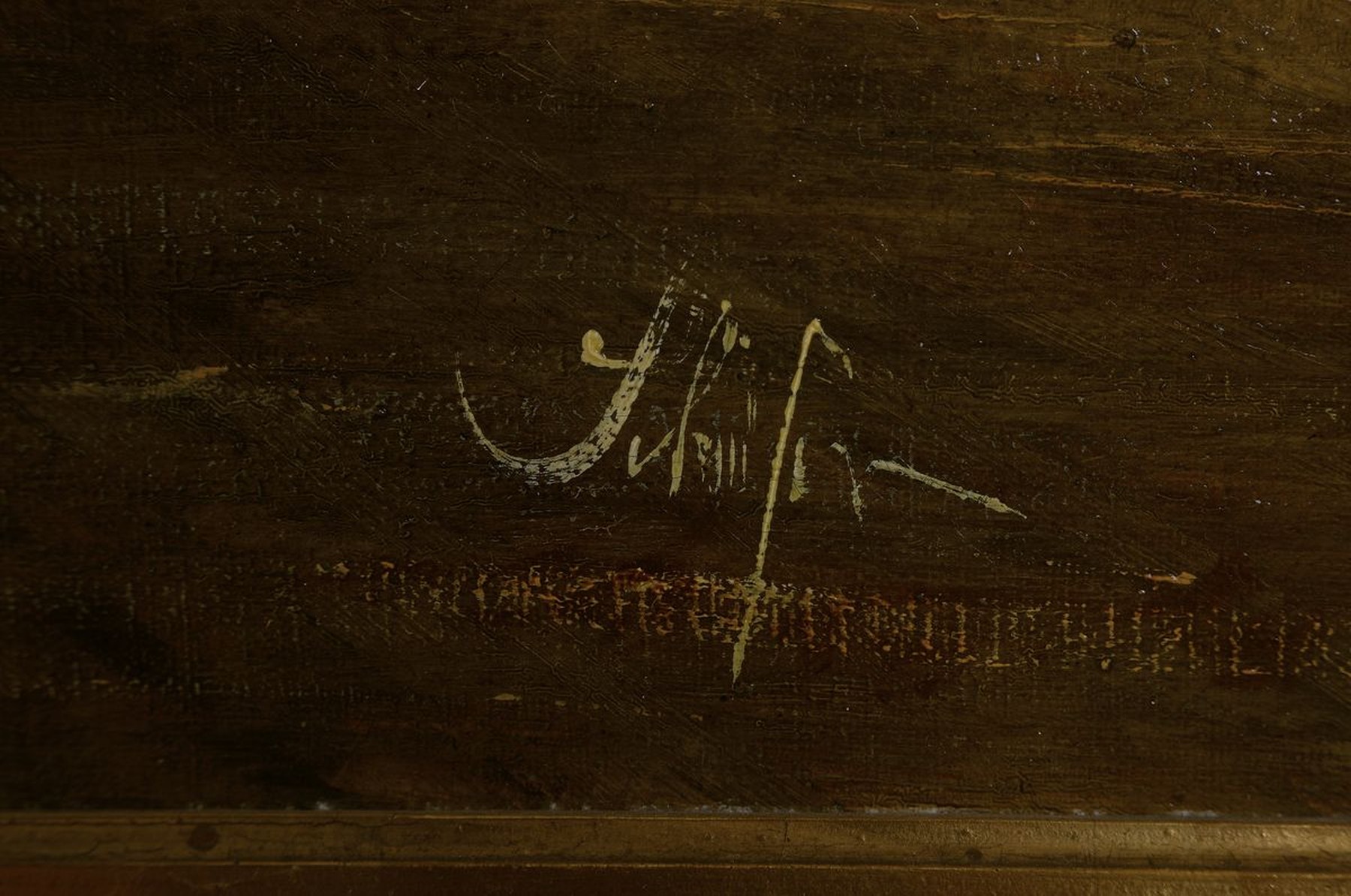 Detail a: Schäfer, 2. Hälfte 19. Jh., Allee mit Kutschen und Personen, Öl/Lwd, re. unten sign., ca. 69x107/82x120 cm, bronzierter Prunkrahmen aus der Zeit, ...