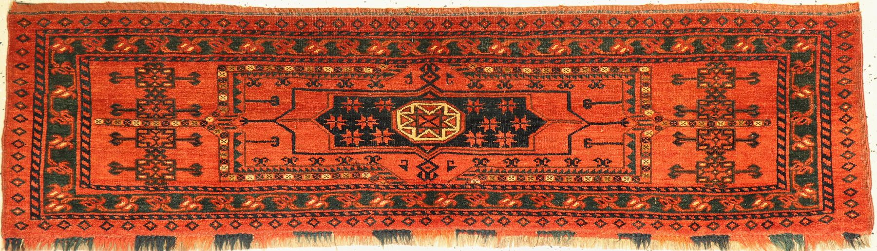 Antiker Ersari Torba, Turkmenistan, 19 Jhd., Wolle geknüpft auf Wolle, ca. 185 x 53 cm, EHZ: 2(guter Zustand).