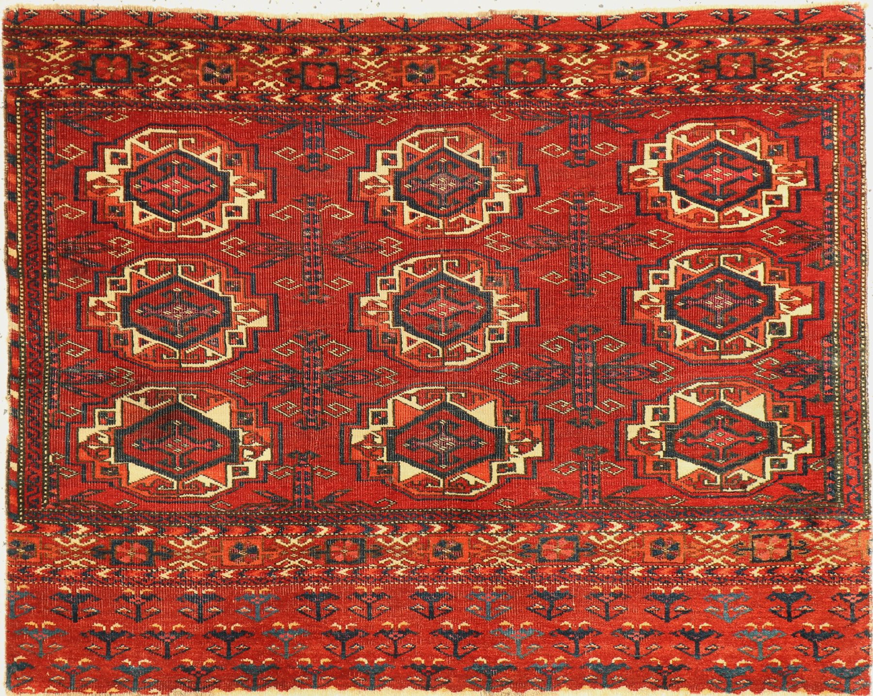 Antiker Ersari Tschowal, Turkmenistan, 19 Jhd., Wolle geknüpft auf Wolle, ca. 95 x 74 cm, EHZ:(Fragment)