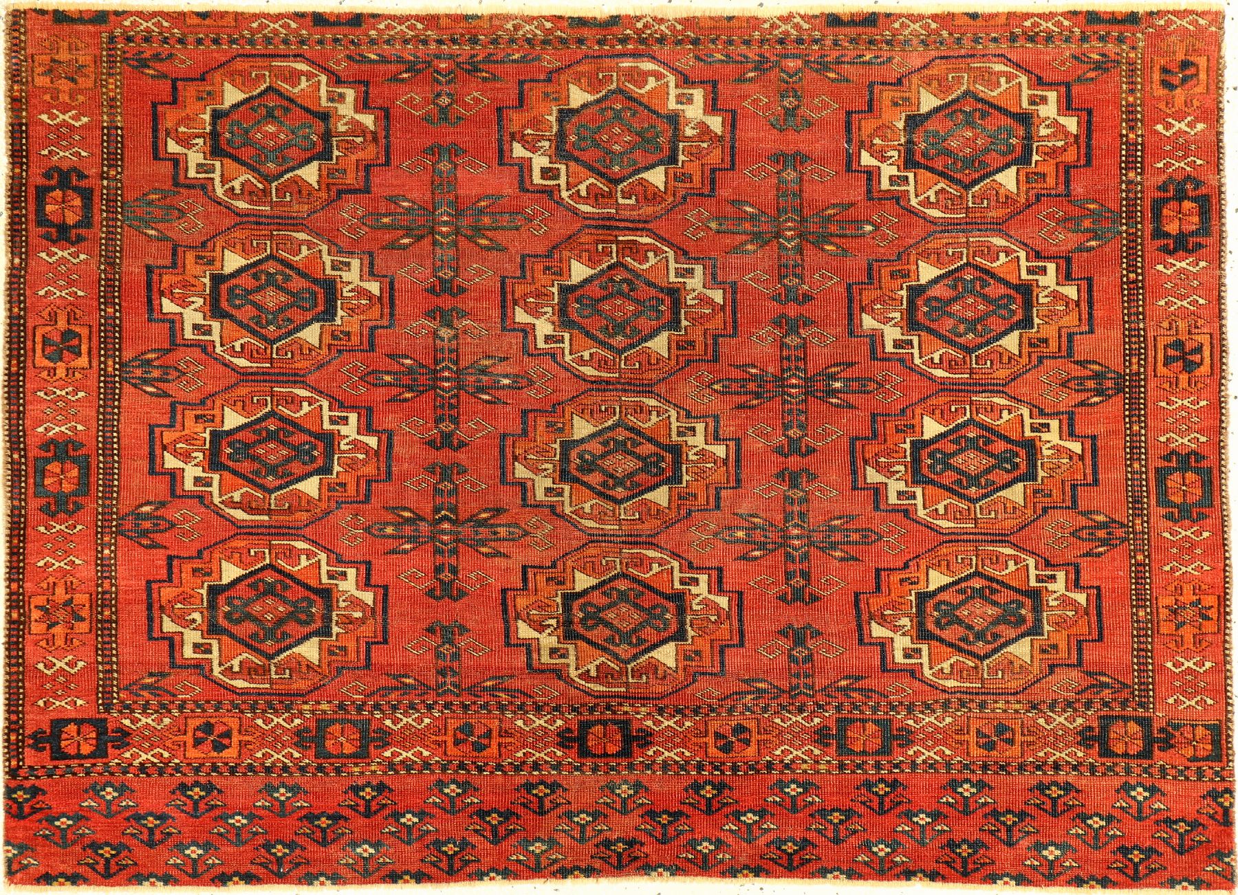 Antiker Ersari Tschowal, Turkmenistan, 19 Jhd., Wolle geknüpft auf Wolle, ca. 122 x 88 cm, EHZ:(Fragment)
