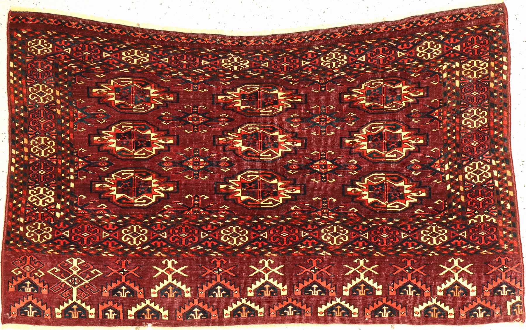 Antiker Kisilayak Tschowal, Turkmenistan, 19 Jhd., Wolle geknüpft auf Wolle, ca. 133 x 84 cm, EHZ: 3(Altersbedingt guter Zustand)