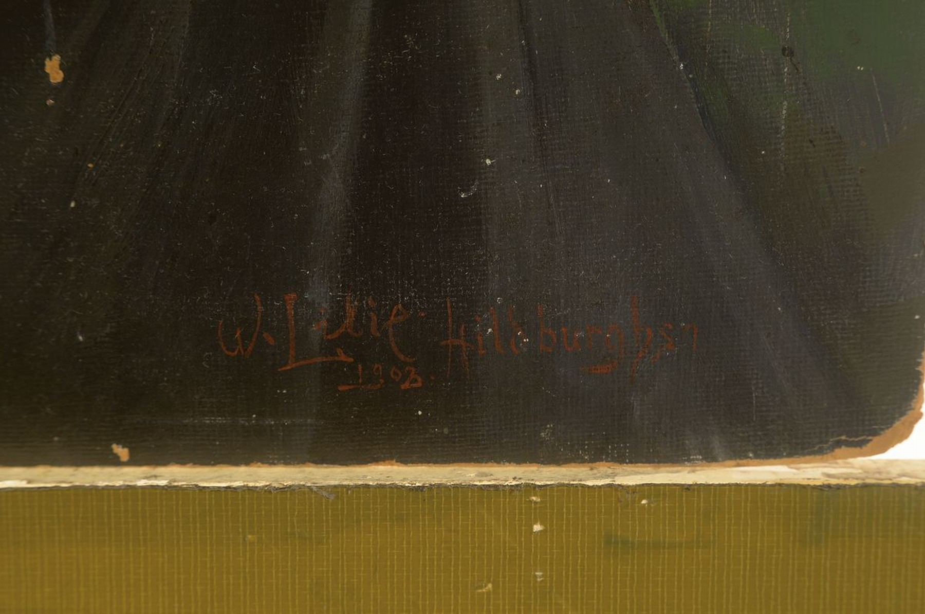 Detail a: Walter Lilie, 1876 Leipzig-1924 Schwetzingen , Porträtist u. Landschaftsmaler, Studium an der Kunstakademie Dresden, hier: Kniestück einer jungen ...
