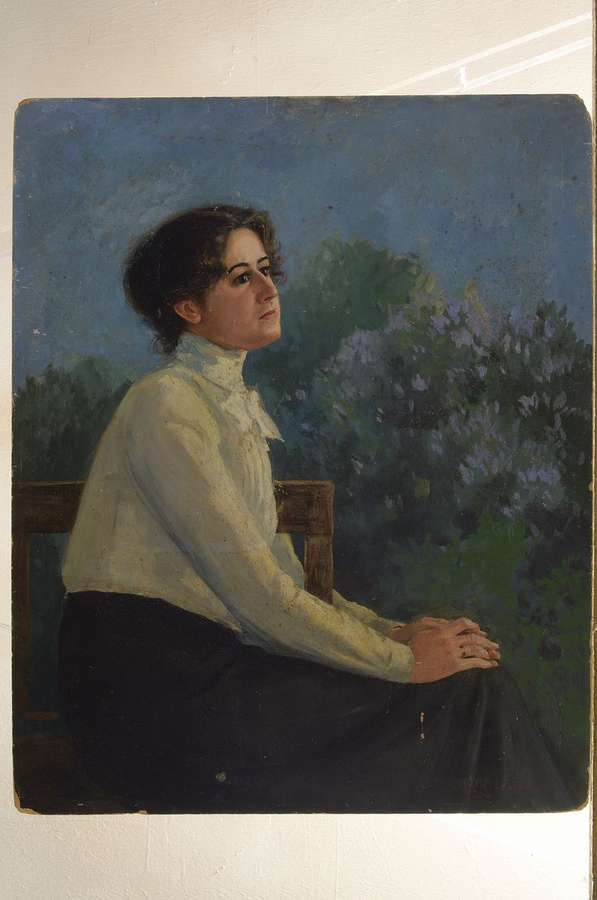 Detail k: Walter Lilie, 1876 Leipzig-1924 Schwetzingen , Porträtist u. Landschaftsmaler, Studium an der Kunstakademie Dresden, hier: Kniestück einer jungen ...