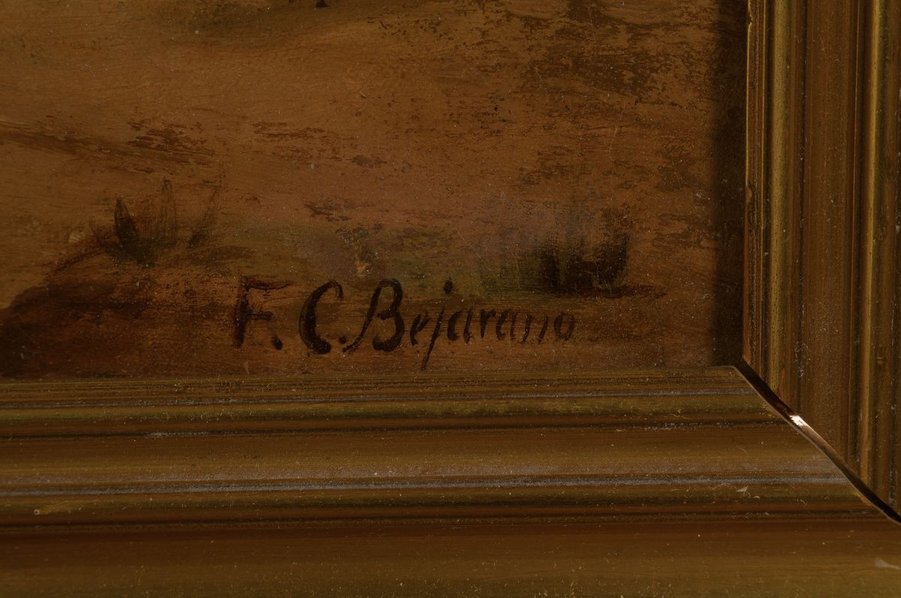 Detail a: F.C. Bejarano, spanischer Genre- und Landschaftsmaler des 19.Jh., andalusischer Bauer auf einem Mulito, charakteristische Genreszene im Stil des ...